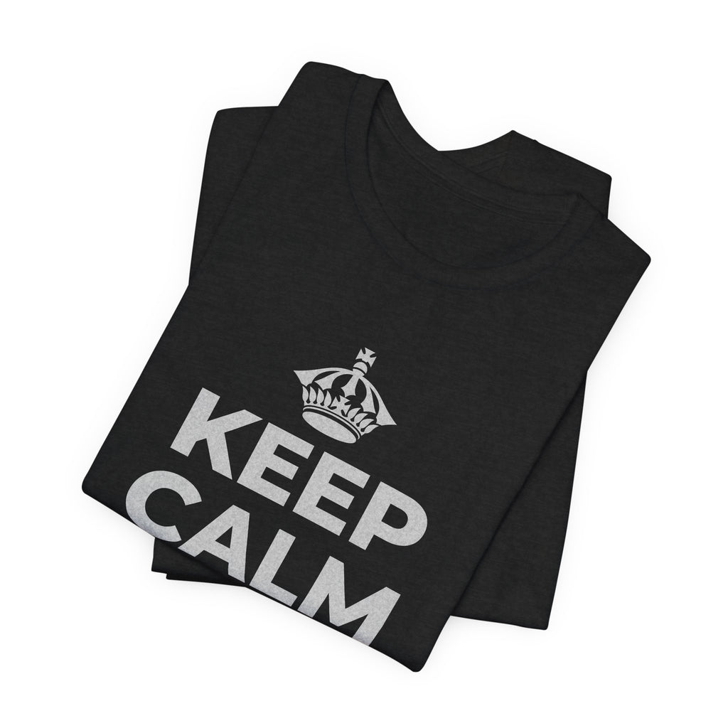 KEEP CALM AND OWN IT T-Shirt (White–Asphalt)