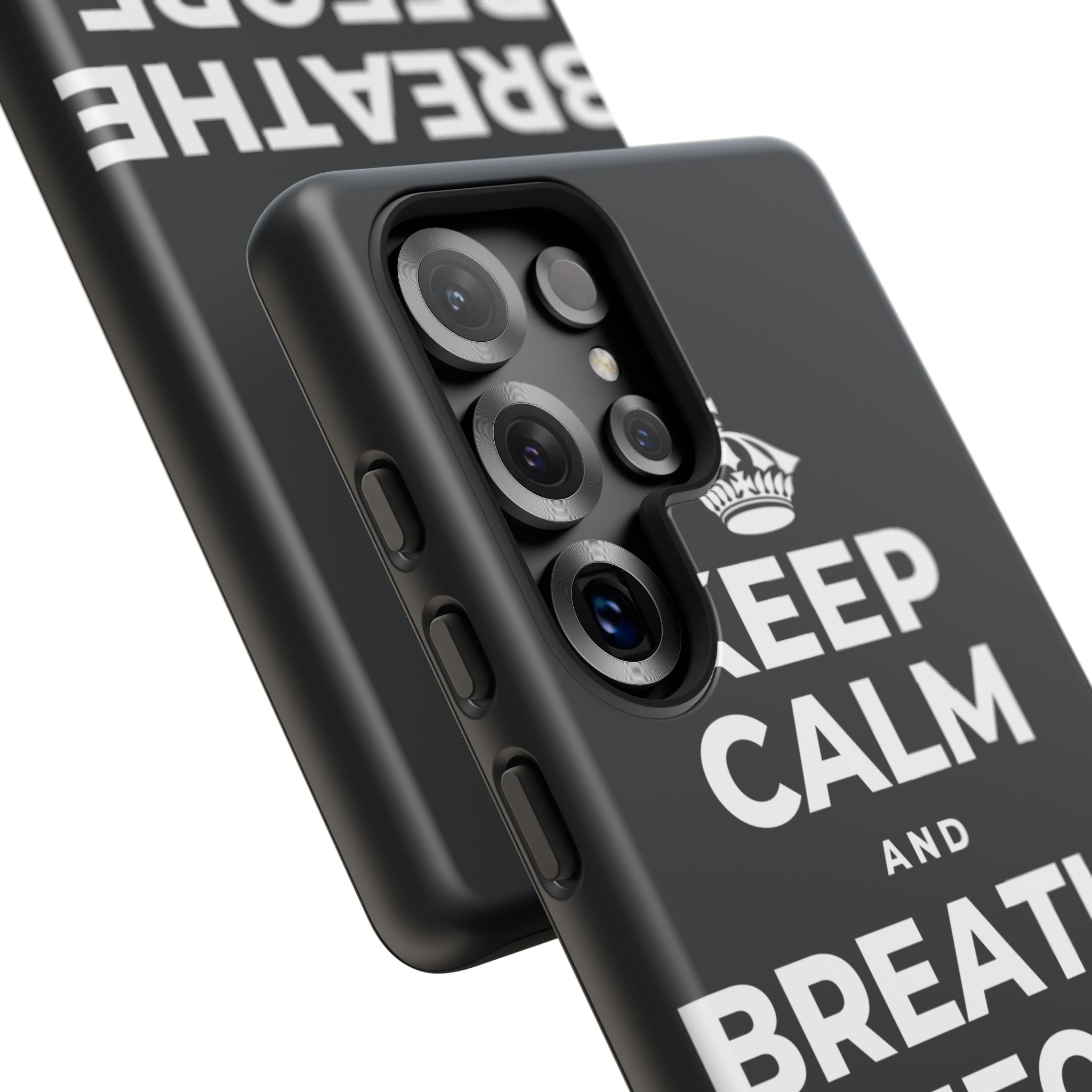 KEEP CALM AND BREATHE BEFORE YOU BEGIN Phone Case (Dark)