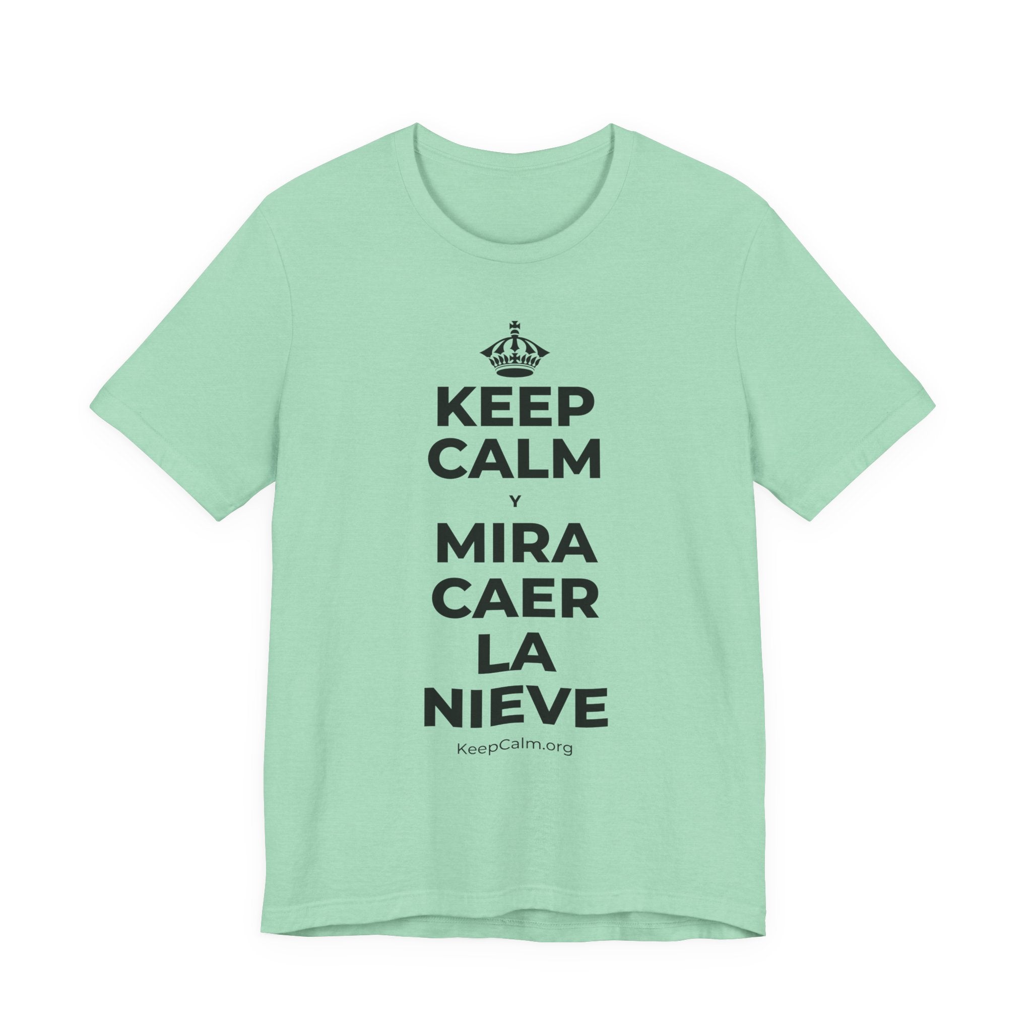 KEEP CALM Y MIRA CAER LA NIEVE T-Shirt (Baby Blue–Silver)