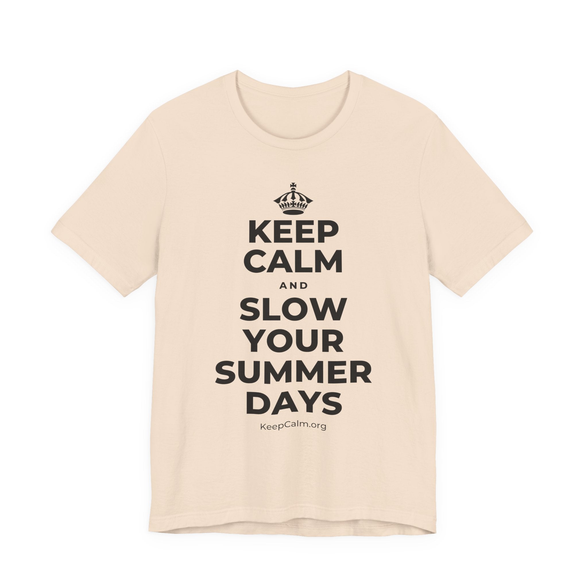 KEEP CALM AND SLOW YOUR SUMMER DAYS T-Shirt (Soft Cream–Heather Mauve)