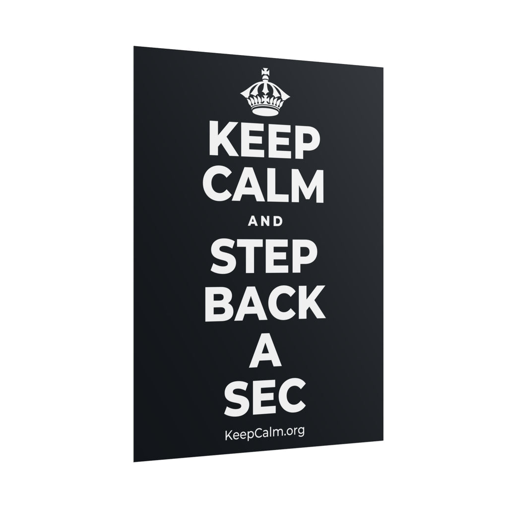KEEP CALM AND STEP BACK A SEC Poster (Dark)