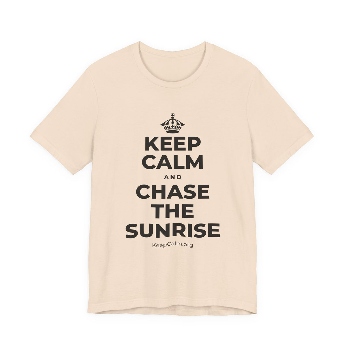 KEEP CALM AND CHASE THE SUNRISE T-Shirt (Soft Cream–Heather Mauve)