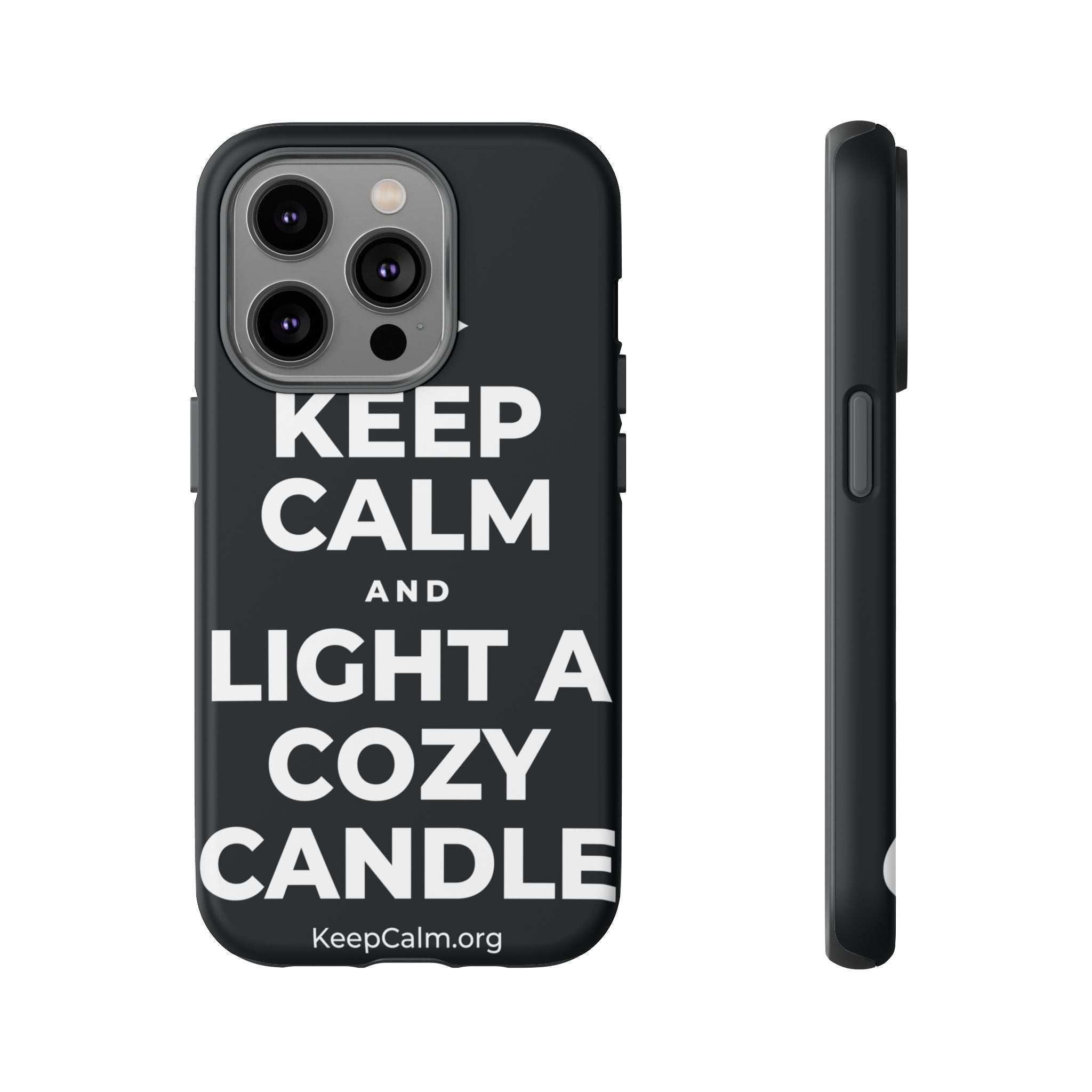 KEEP CALM AND LIGHT A COZY CANDLE Phone Case (Dark)