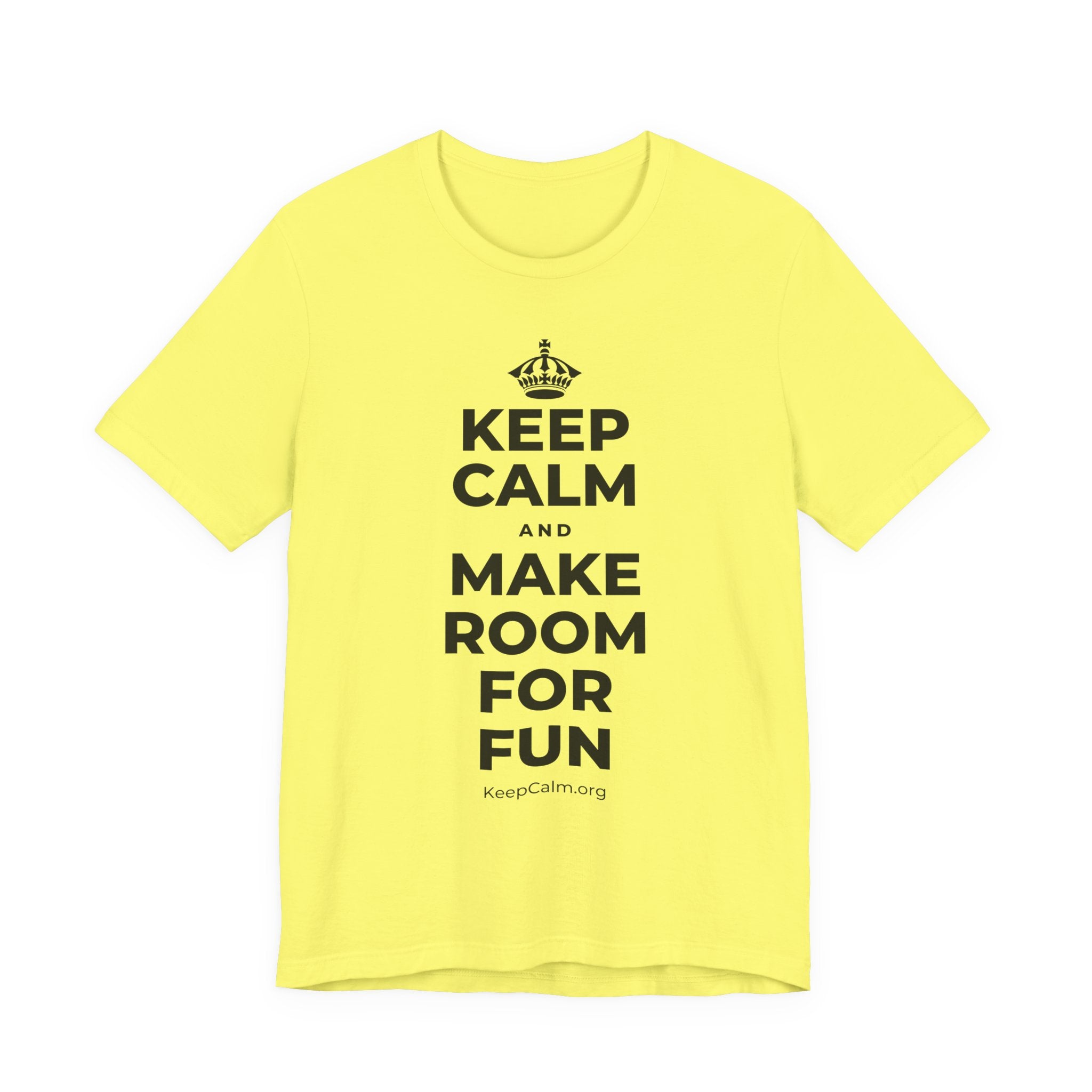 KEEP CALM AND MAKE ROOM FOR FUN T-Shirt (Soft Cream–Heather Mauve)