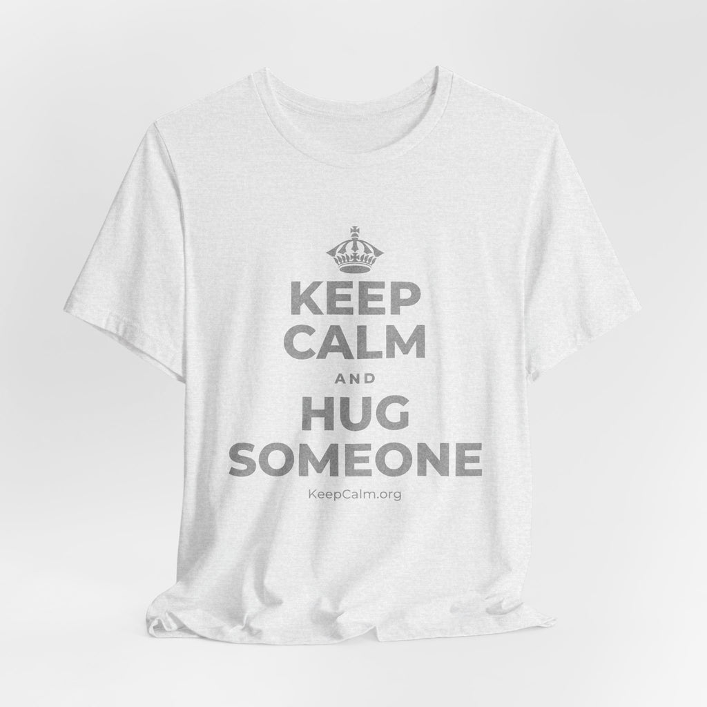 KEEP CALM AND HUG SOMEONE T-Shirt (Soft Cream–Heather Mauve)