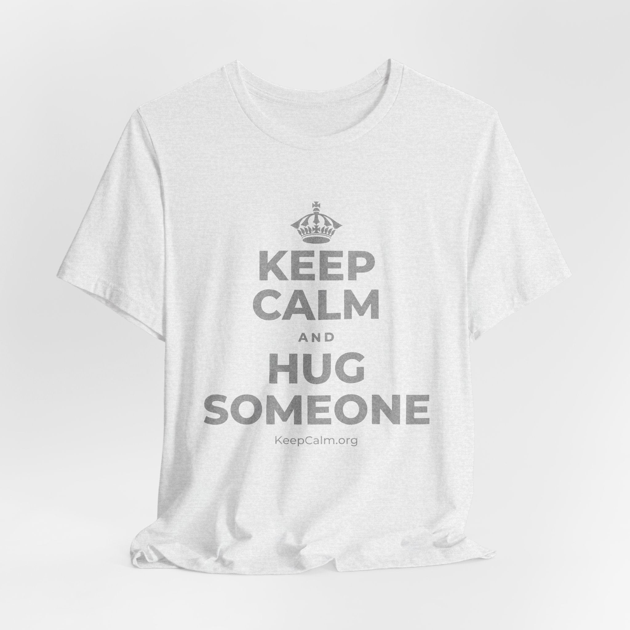 KEEP CALM AND HUG SOMEONE T-Shirt (Soft Cream–Heather Mauve)