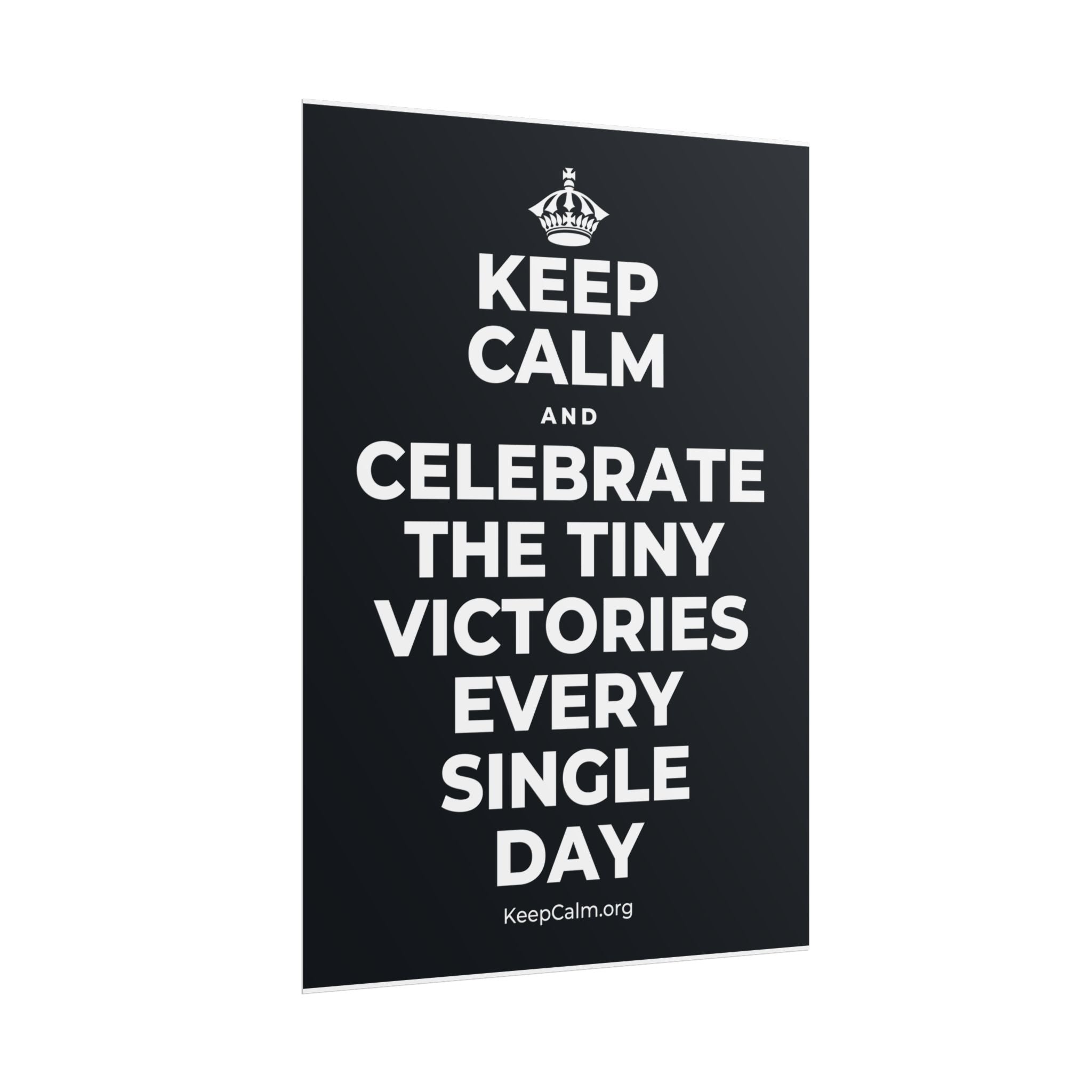 KEEP CALM AND CELEBRATE THE TINY VICTORIES EVERY SINGLE DAY Poster (Dark)