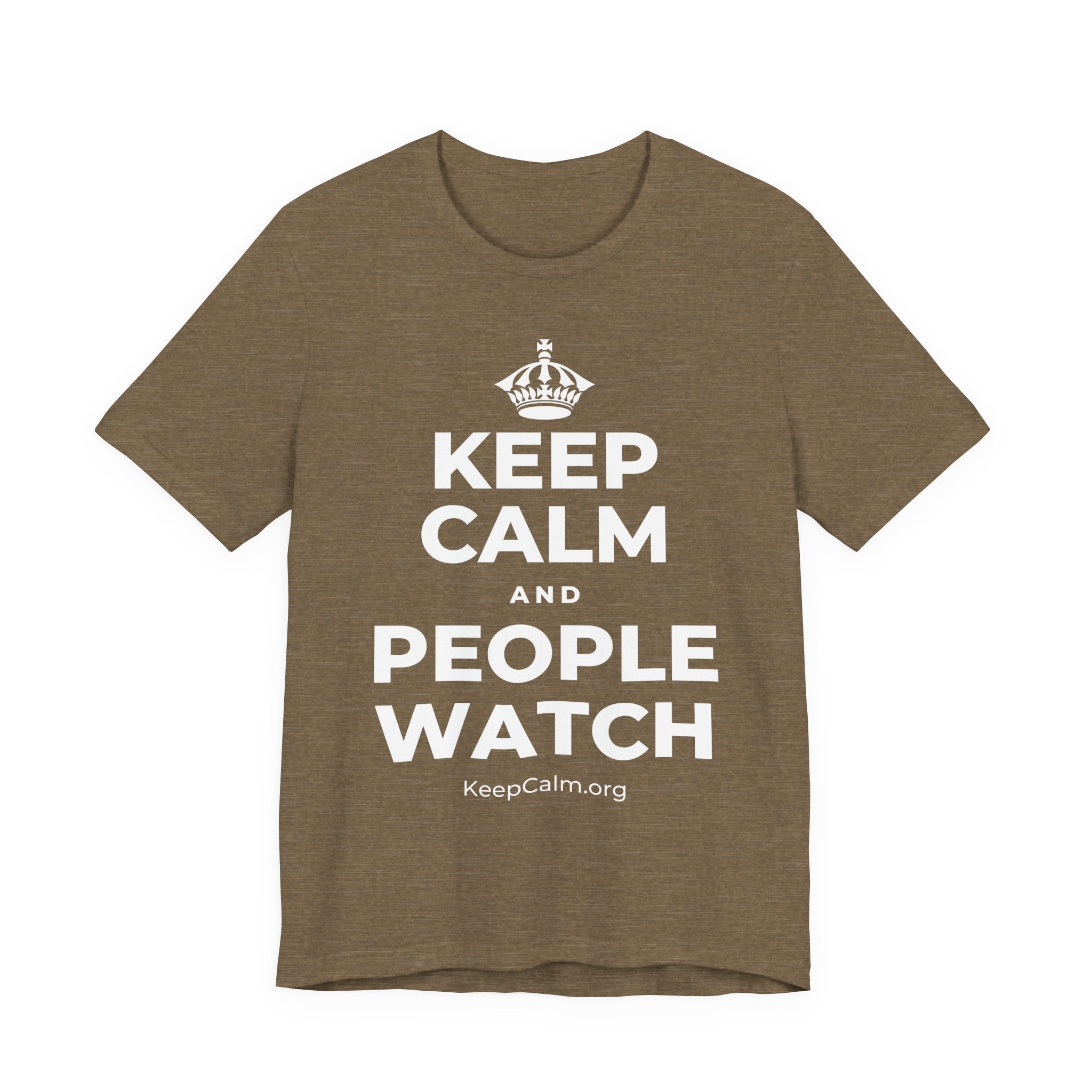 KEEP CALM AND PEOPLE WATCH T-Shirt (Soft Cream–Heather Mauve)