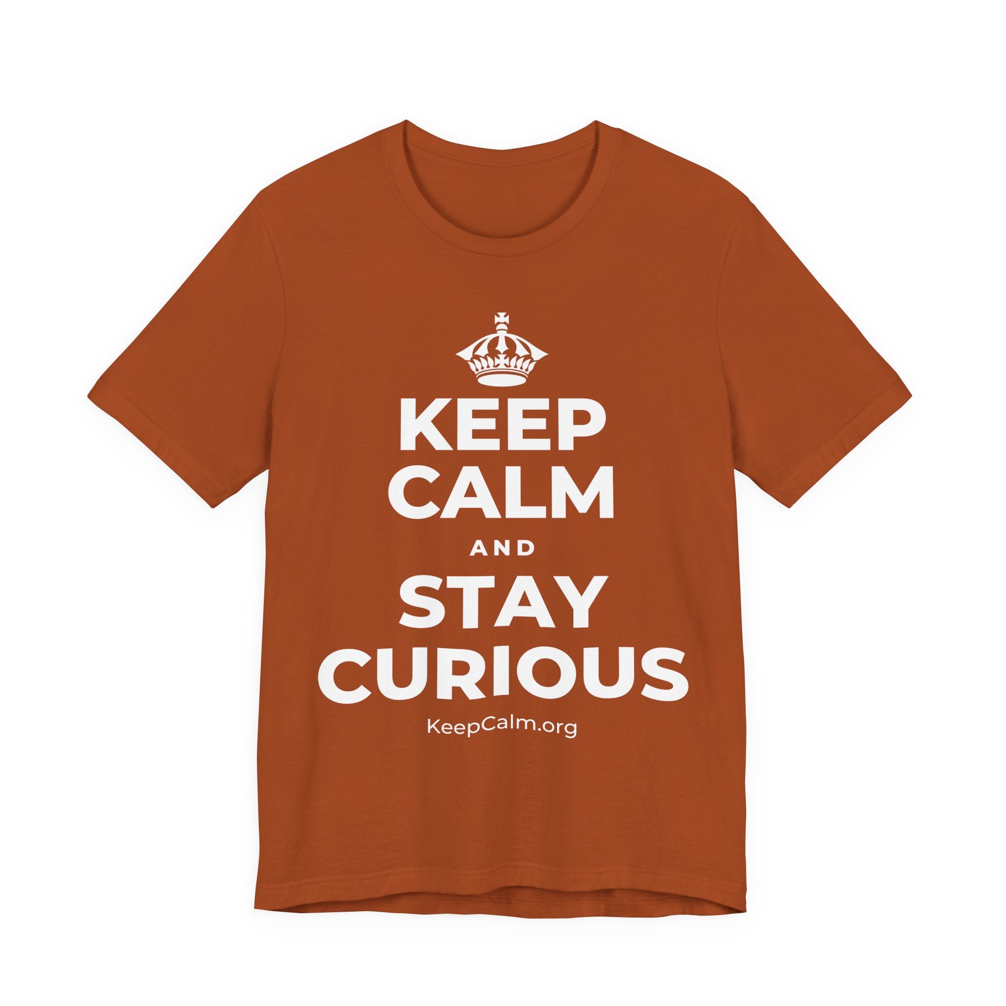 KEEP CALM AND STAY CURIOUS T-Shirt (Military Green–Autumn)