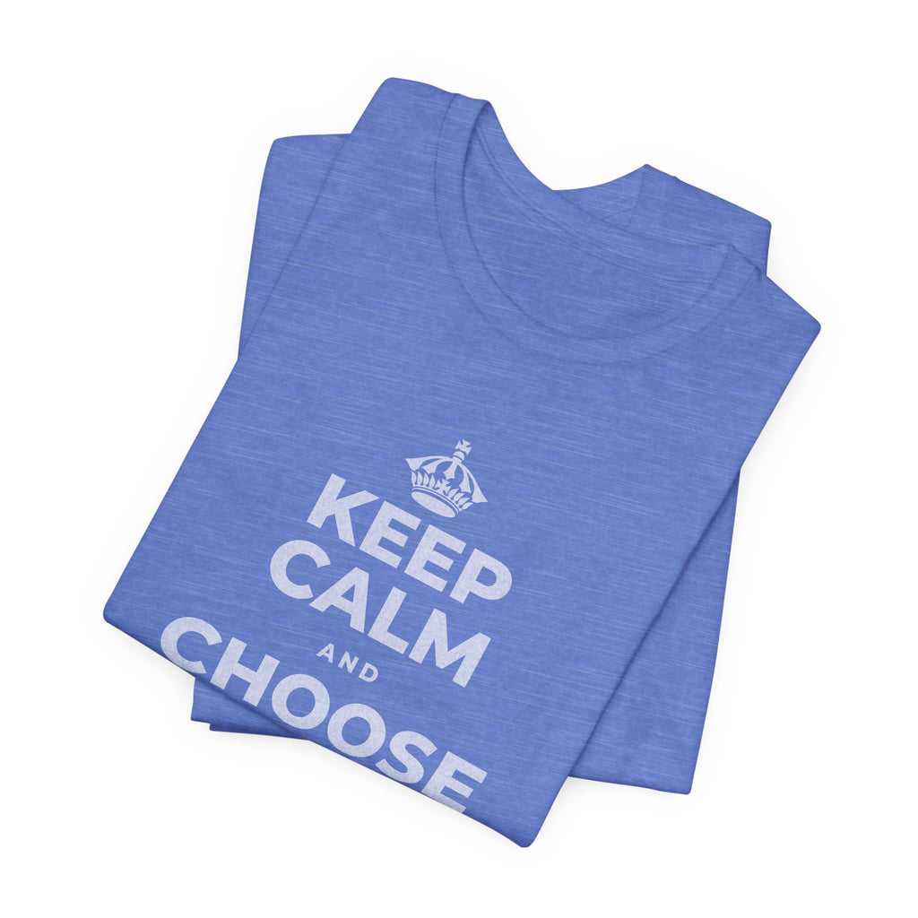 KEEP CALM AND CHOOSE PRESENCE OVER PRESENTS T-Shirt (Soft Cream–Heather Mauve)
