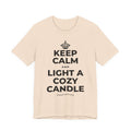 KEEP CALM AND LIGHT A COZY CANDLE T-Shirt (Soft Cream–Heather Mauve)