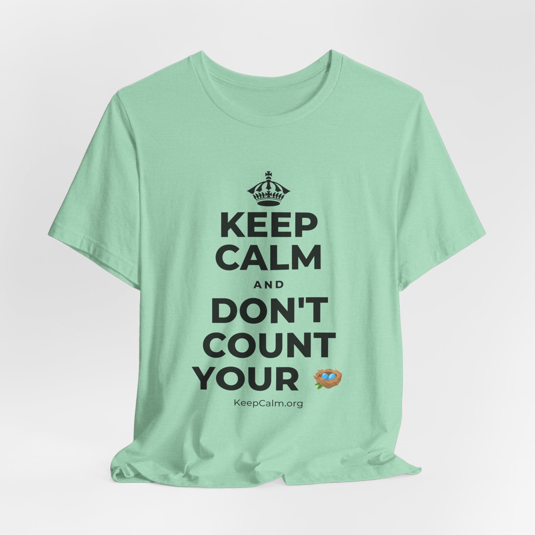 KEEP CALM AND DON'T COUNT YOUR 🪺 T-Shirt (Baby Blue–Silver)