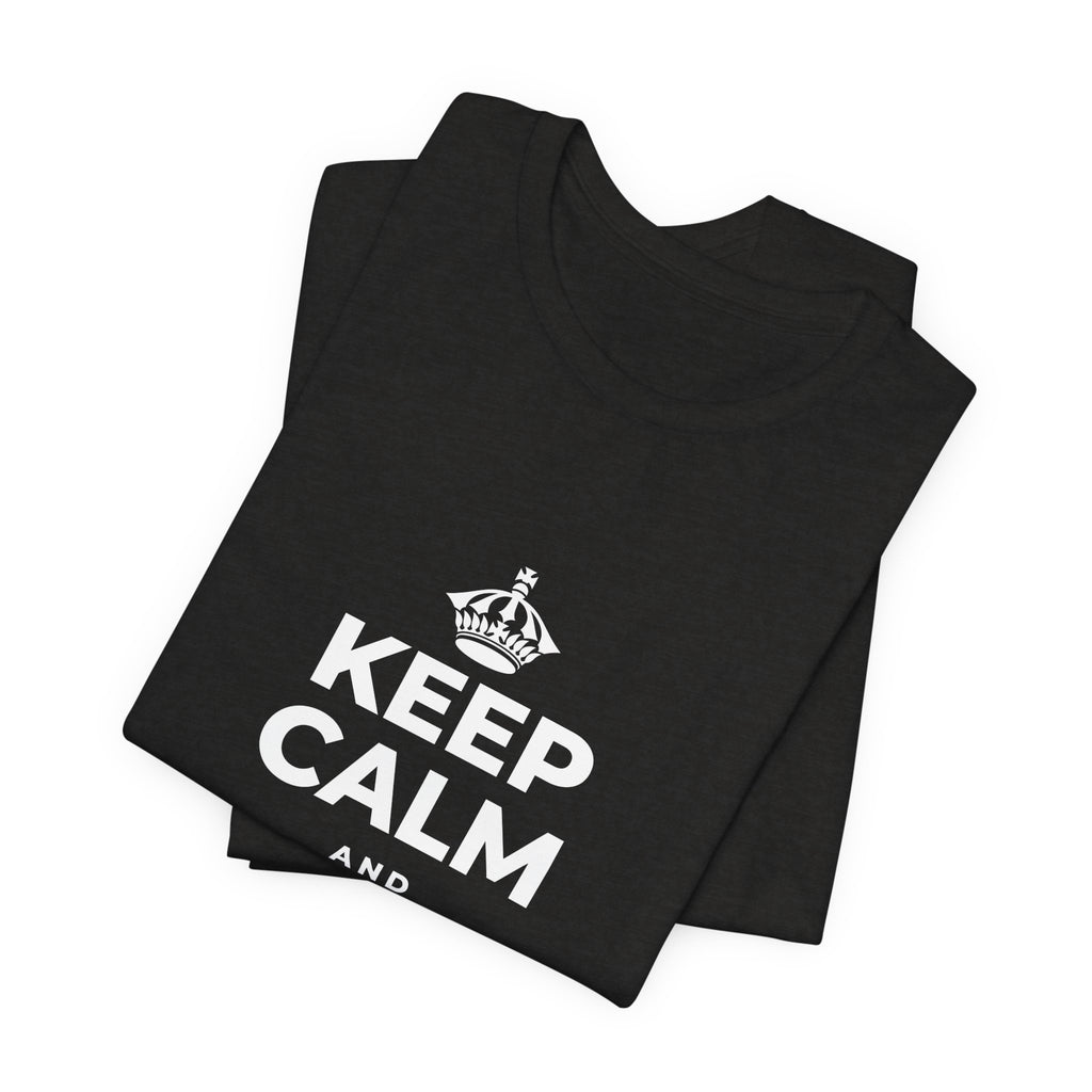 KEEP CALM AND SPREAD SOME JOY T-Shirt (Soft Cream–Heather Mauve)