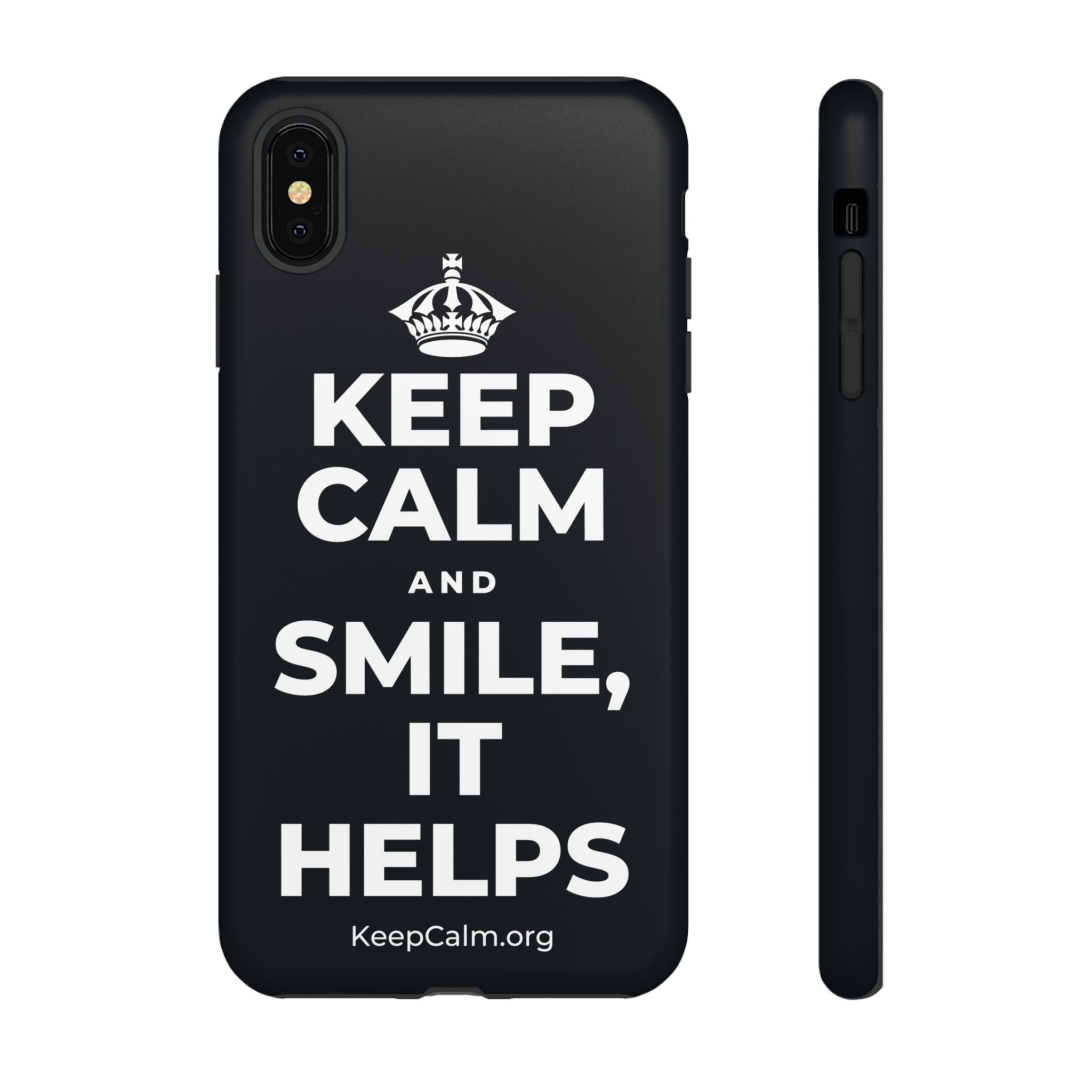 KEEP CALM AND SMILE, IT HELPS Phone Case (Dark)