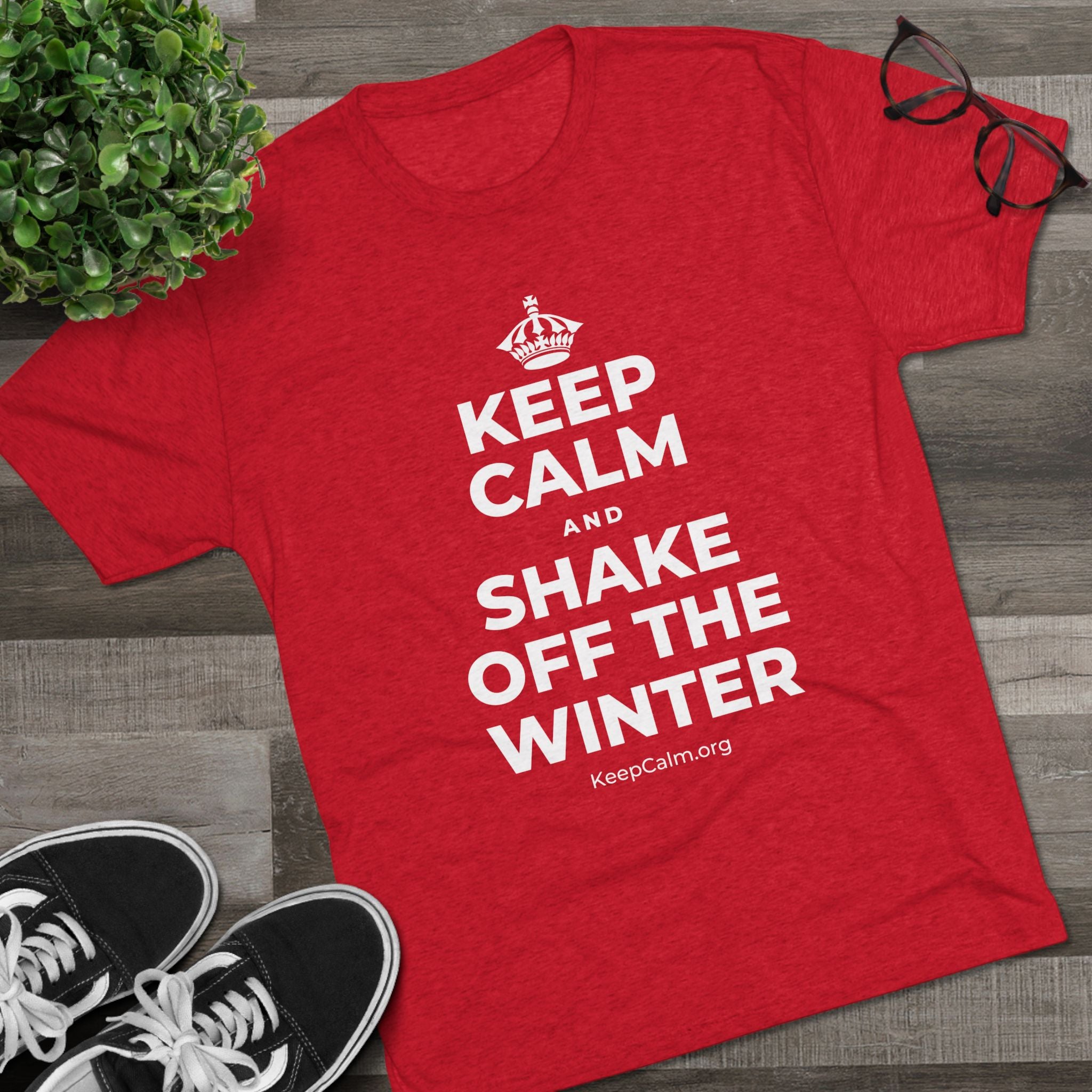 KEEP CALM AND SHAKE OFF THE WINTER Tri-Blend Tee
