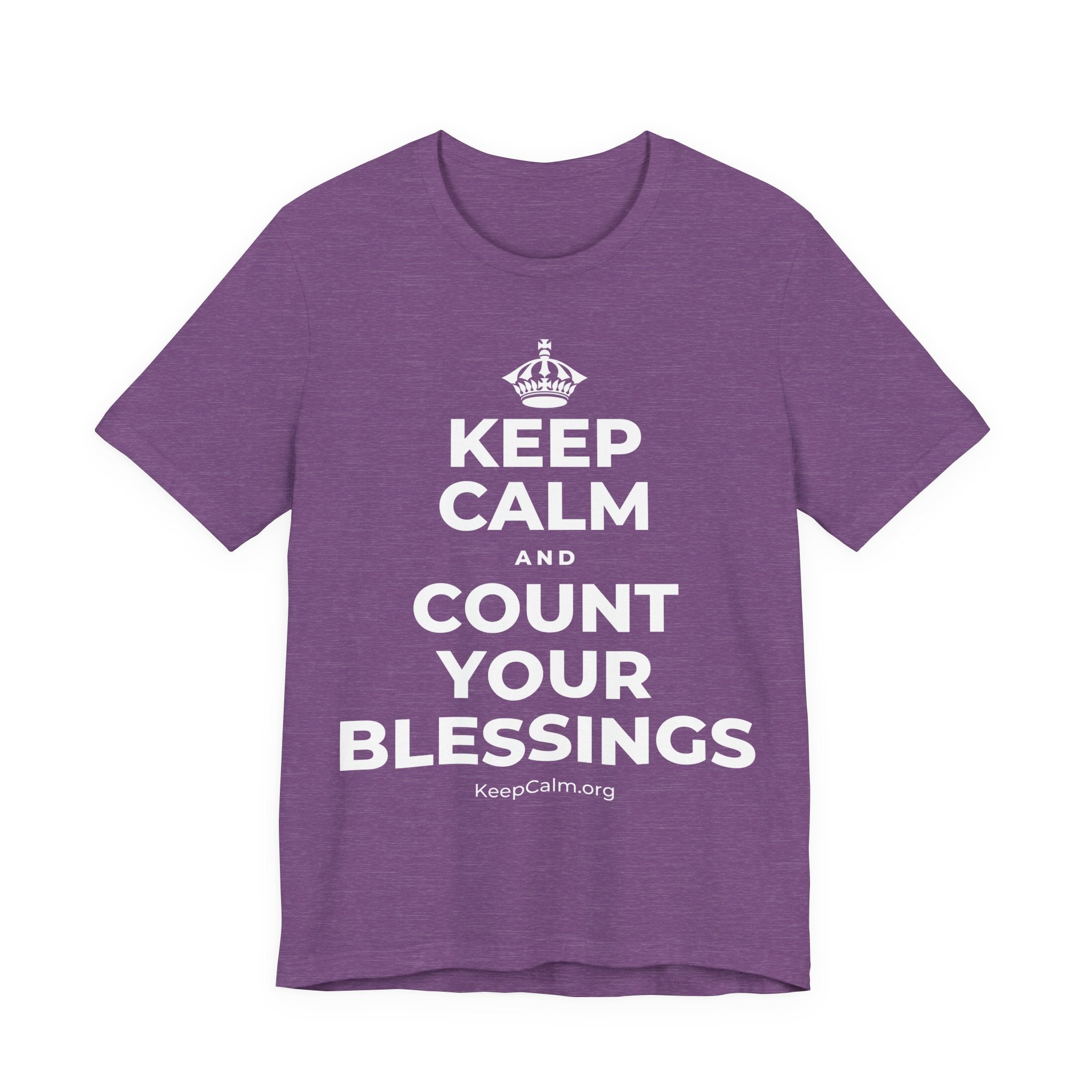 KEEP CALM AND COUNT YOUR BLESSINGS T-Shirt (Baby Blue–Silver)