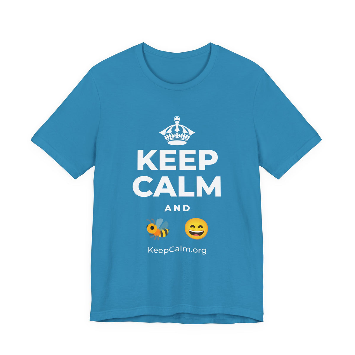 KEEP CALM AND 🐝 😄 T-Shirt (White–Asphalt)
