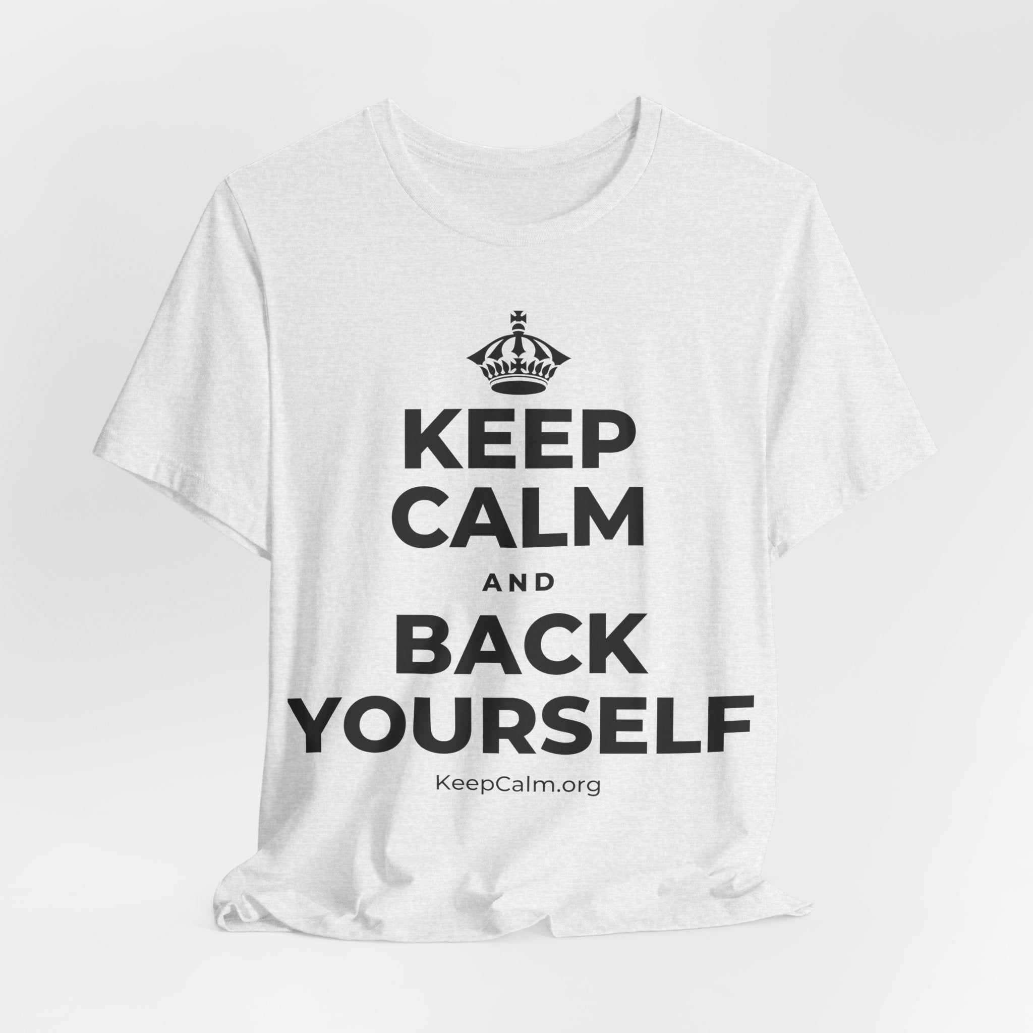 KEEP CALM AND BACK YOURSELF T-Shirt (Soft Cream–Heather Mauve)