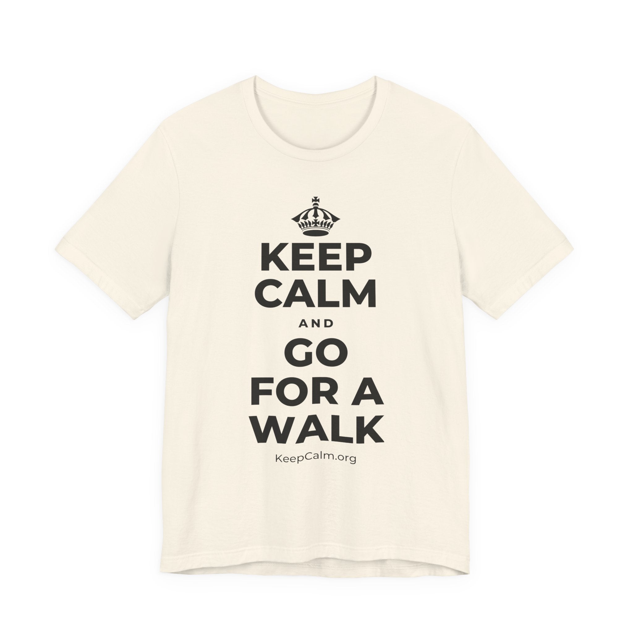 KEEP CALM AND GO FOR A WALK T-Shirt (White–Asphalt)