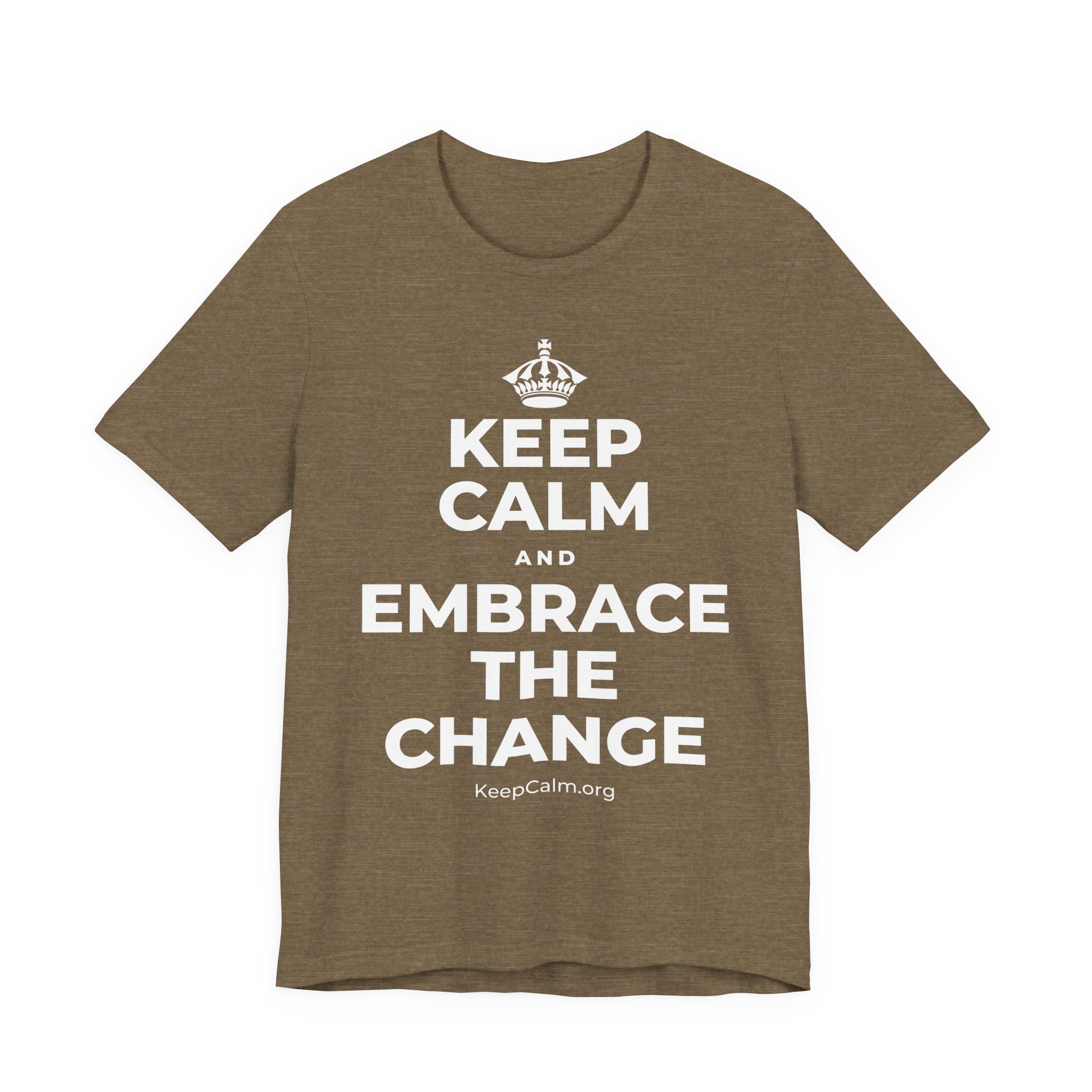 KEEP CALM AND EMBRACE THE CHANGE T-Shirt (Soft Cream–Heather Mauve)
