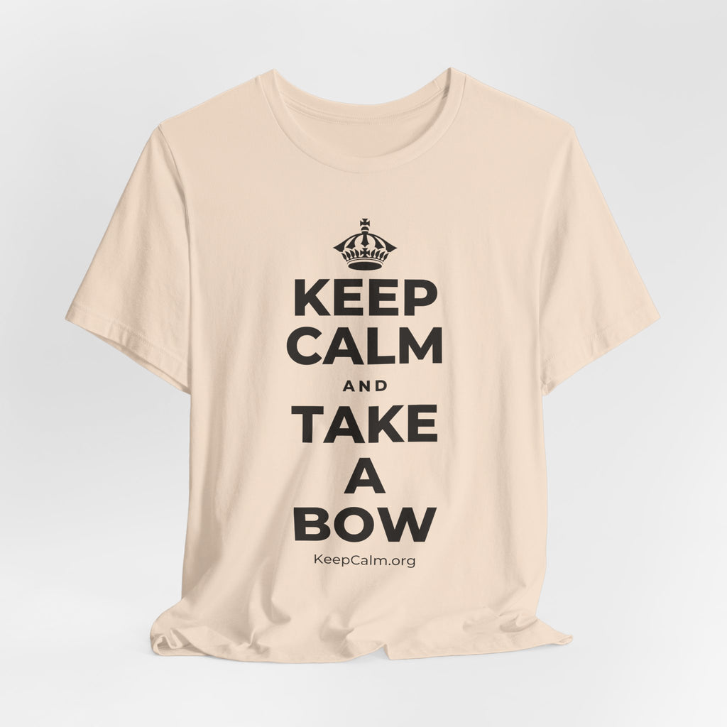 KEEP CALM AND TAKE A BOW T-Shirt (Soft Cream–Heather Mauve)