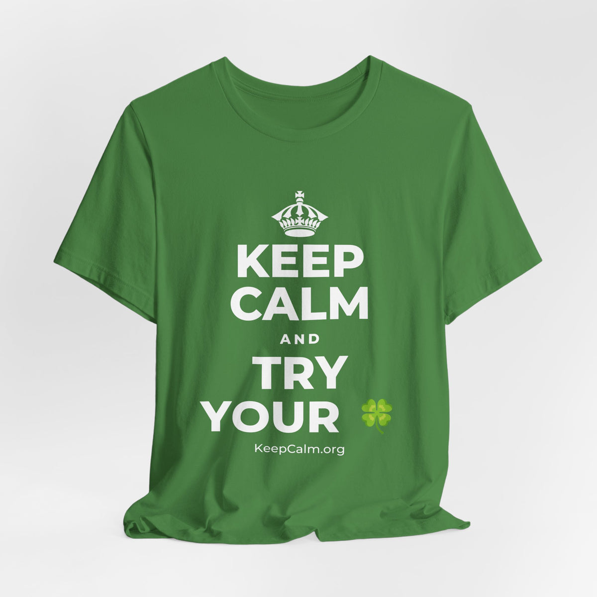 KEEP CALM AND TRY YOUR 🍀 T-Shirt (Baby Blue–Silver)