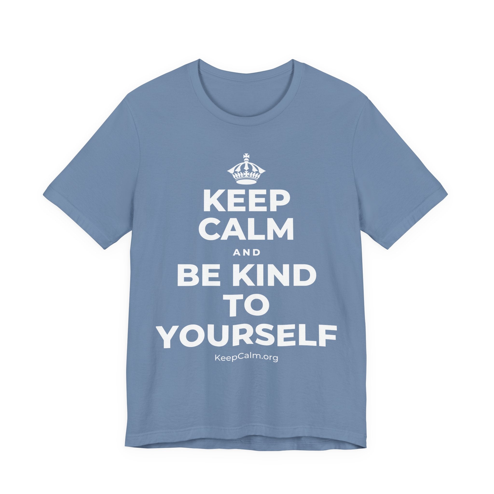 KEEP CALM AND BE KIND TO YOURSELF T-Shirt (Soft Cream–Heather Mauve)