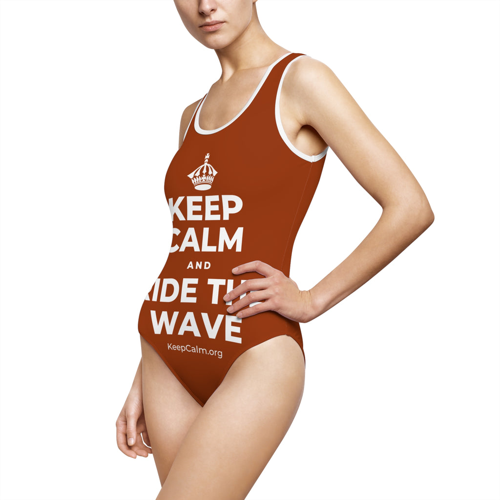 KEEP CALM AND RIDE THE WAVE One-Piece Swimsuit