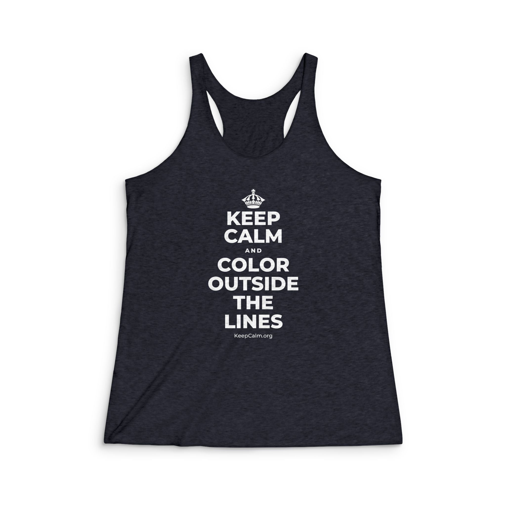 KEEP CALM AND COLOR OUTSIDE THE LINES Women's Racerback Tank