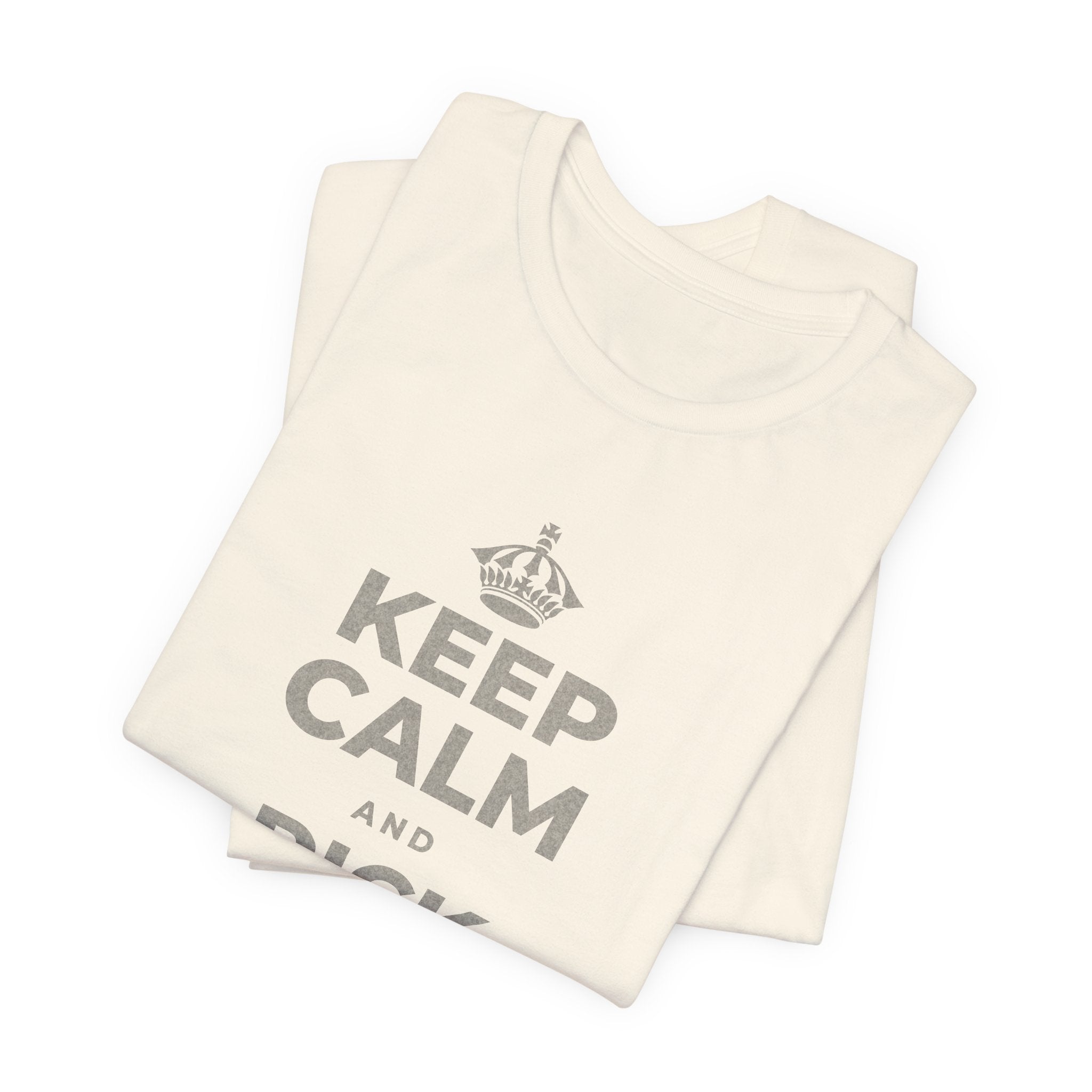 KEEP CALM AND PICK YOUR ROOM T-Shirt (White–Asphalt)