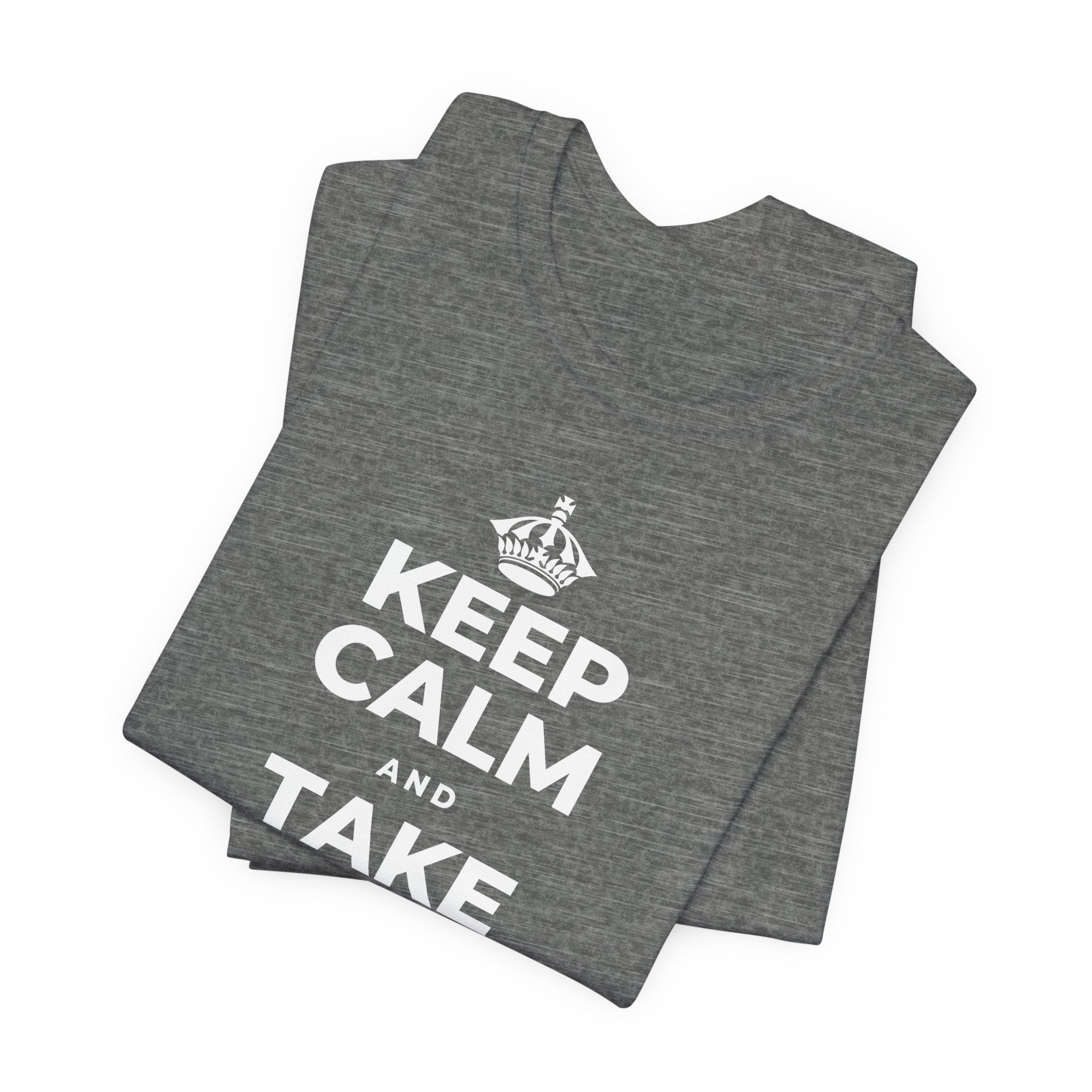 KEEP CALM AND TAKE THE FIRST STEP T-Shirt (Baby Blue–Silver)