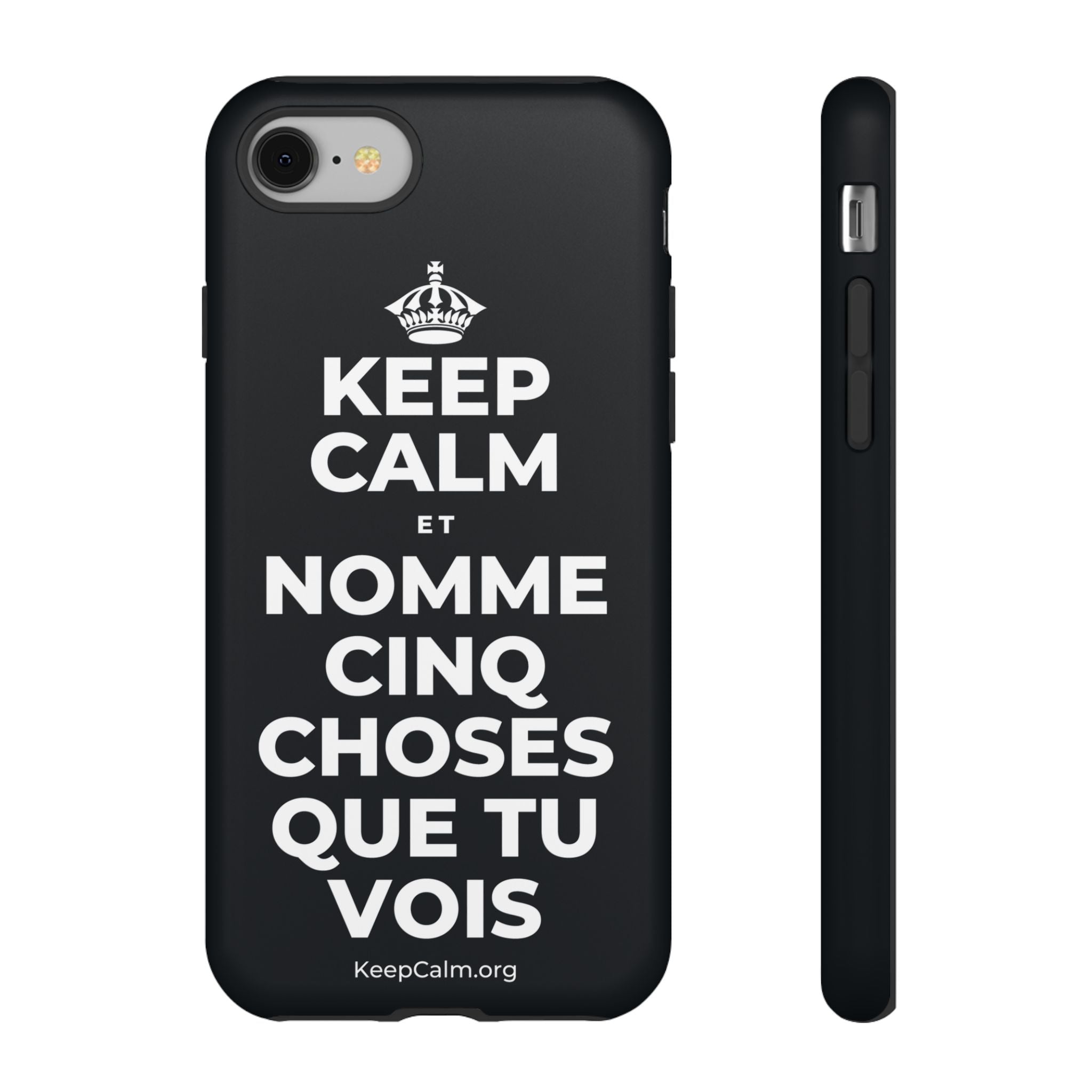 KEEP CALM ET NOMME CINQ CHOSES QUE TU VOIS Phone Case (Dark)
