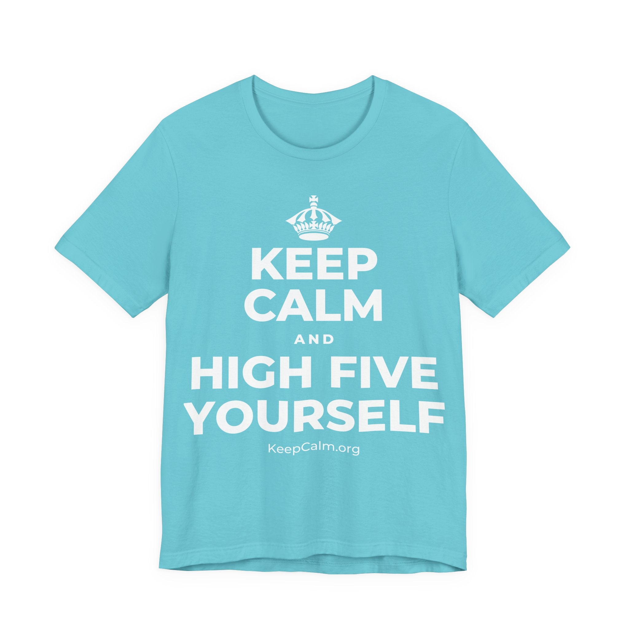 KEEP CALM AND HIGH FIVE YOURSELF T-Shirt (Soft Cream–Heather Mauve)