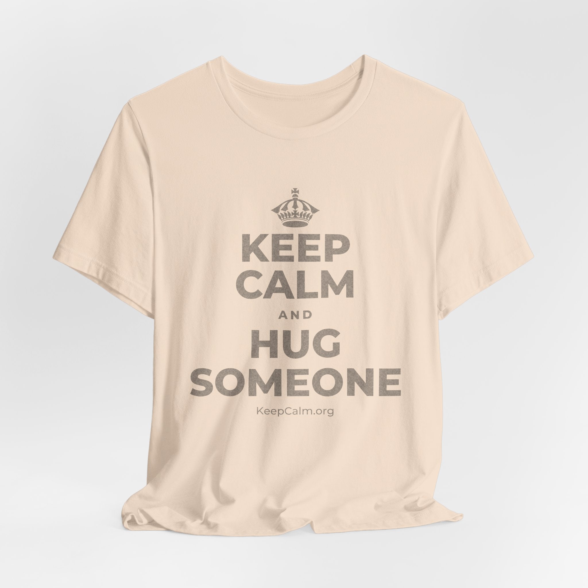 KEEP CALM AND HUG SOMEONE T-Shirt (Soft Cream–Heather Mauve)