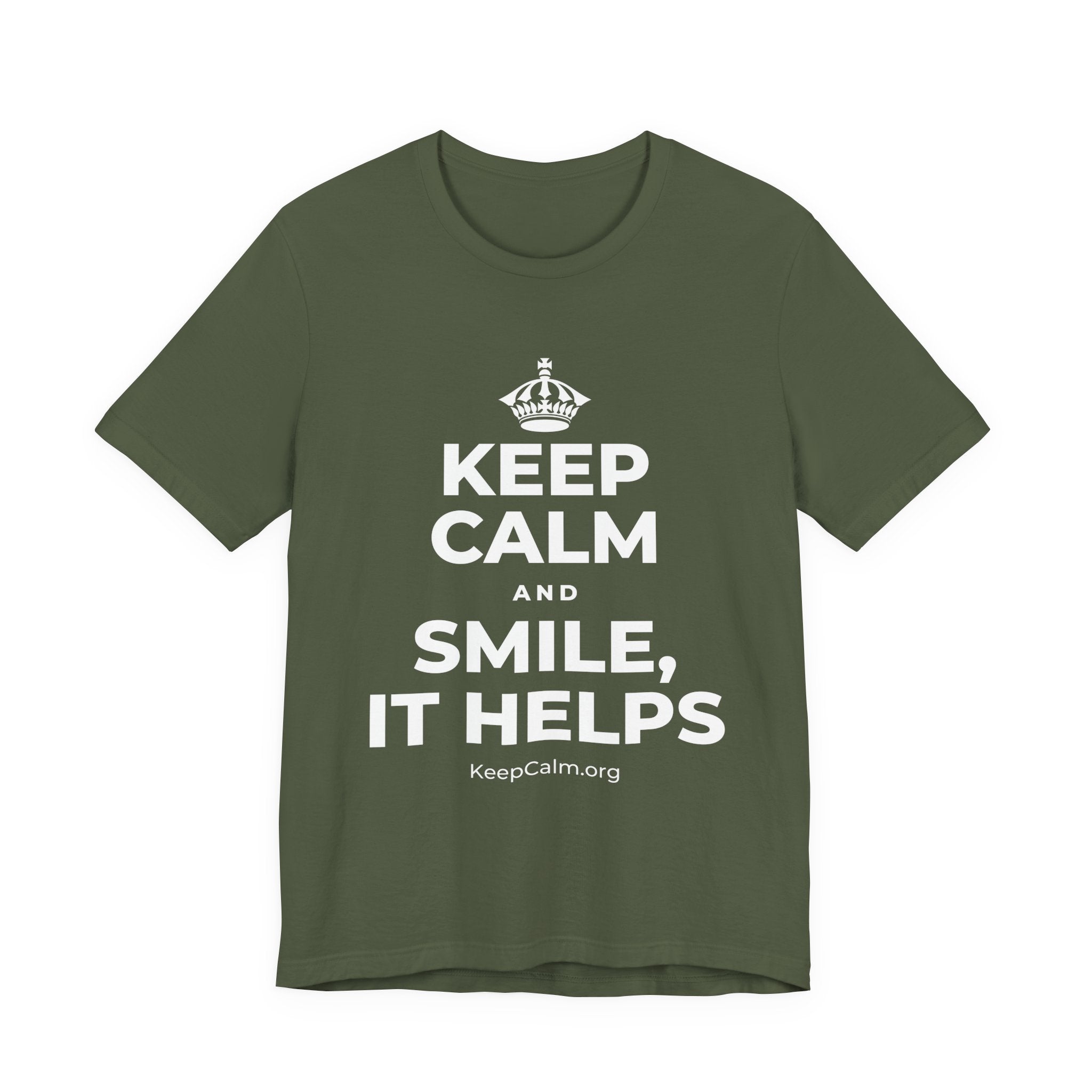 KEEP CALM AND SMILE, IT HELPS T-Shirt (Military Green–Autumn)