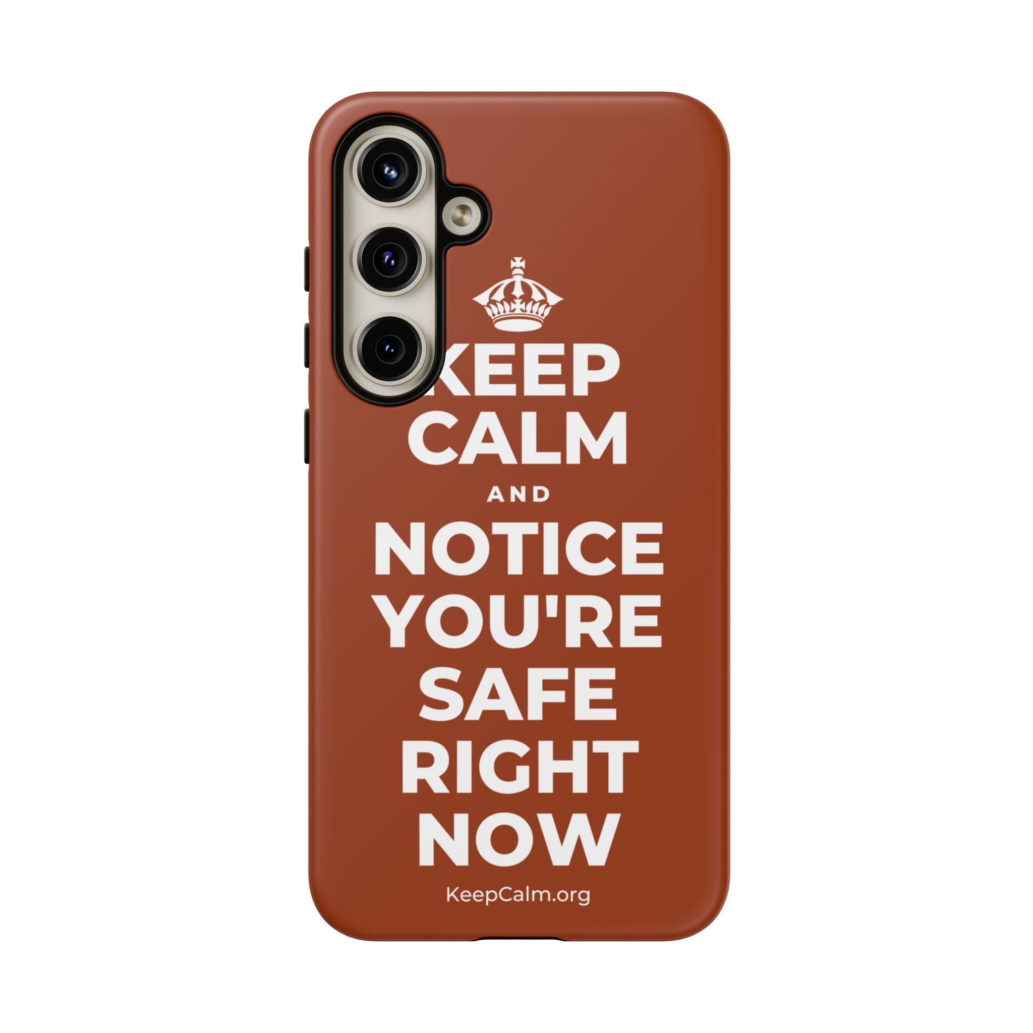 KEEP CALM AND NOTICE YOU'RE SAFE RIGHT NOW Phone Case