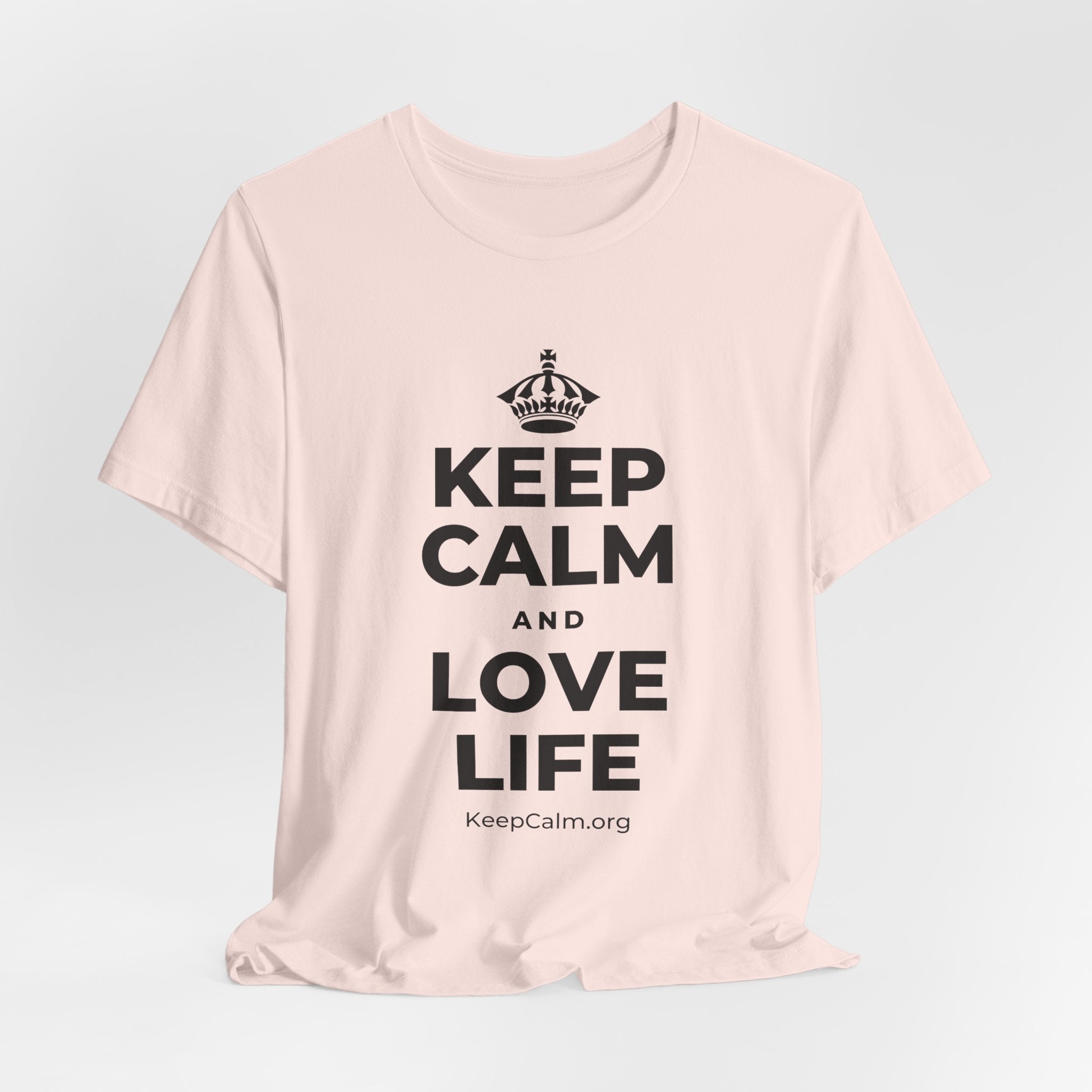 KEEP CALM AND LOVE LIFE T-Shirt (Soft Cream–Heather Mauve)