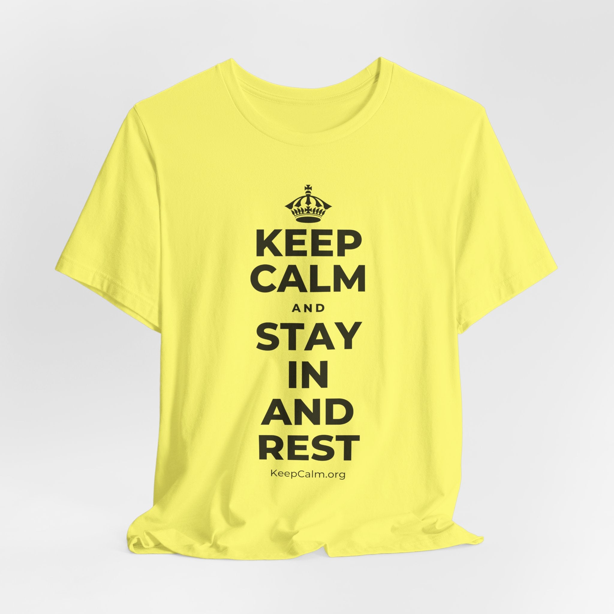 KEEP CALM AND STAY IN AND REST T-Shirt (Soft Cream–Heather Mauve)