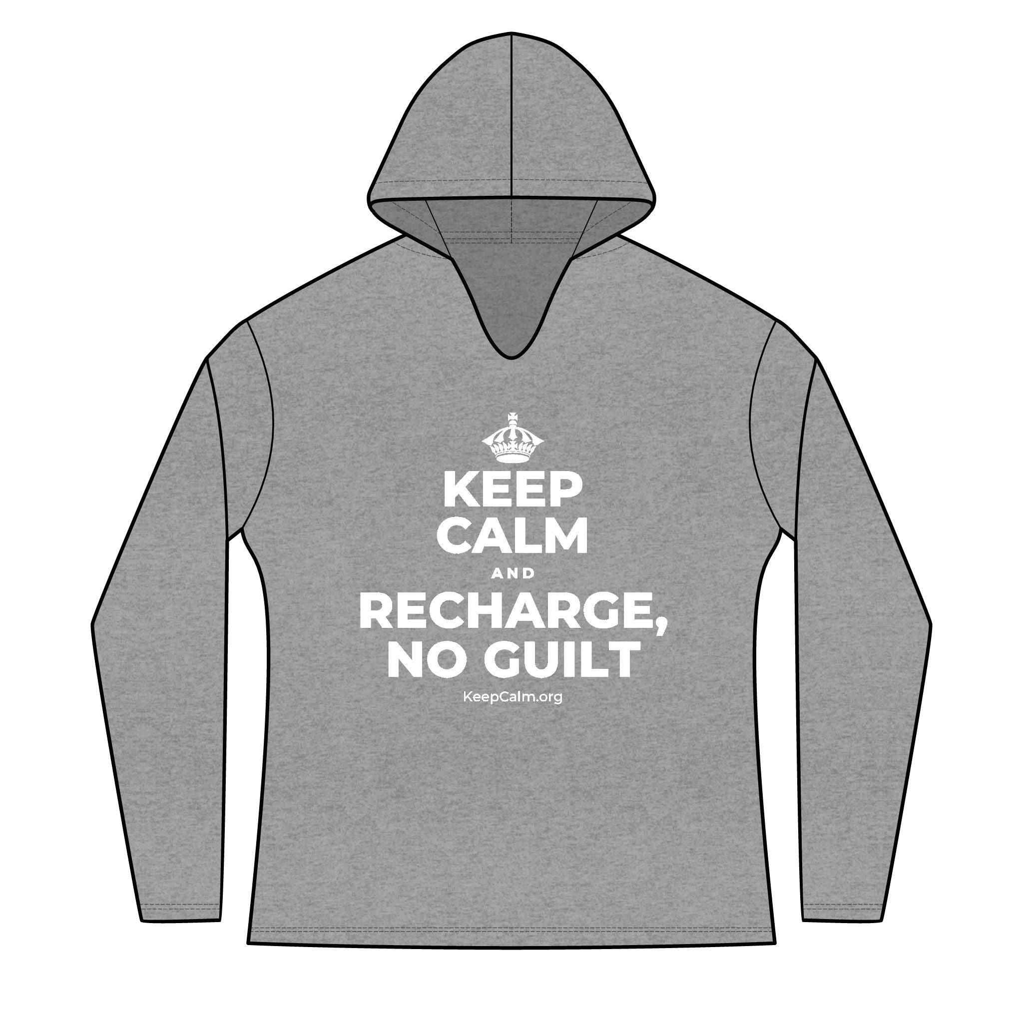 KEEP CALM AND RECHARGE, NO GUILT Women's Long Sleeve Hoodie