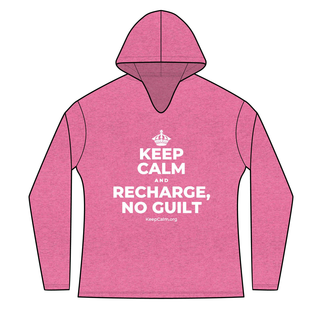 KEEP CALM AND RECHARGE, NO GUILT Women's Long Sleeve Hoodie