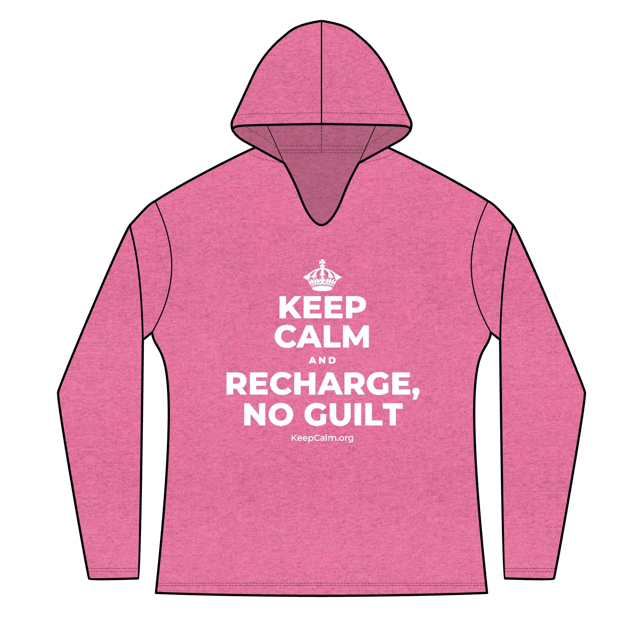 KEEP CALM AND RECHARGE, NO GUILT Women's Long Sleeve Hoodie