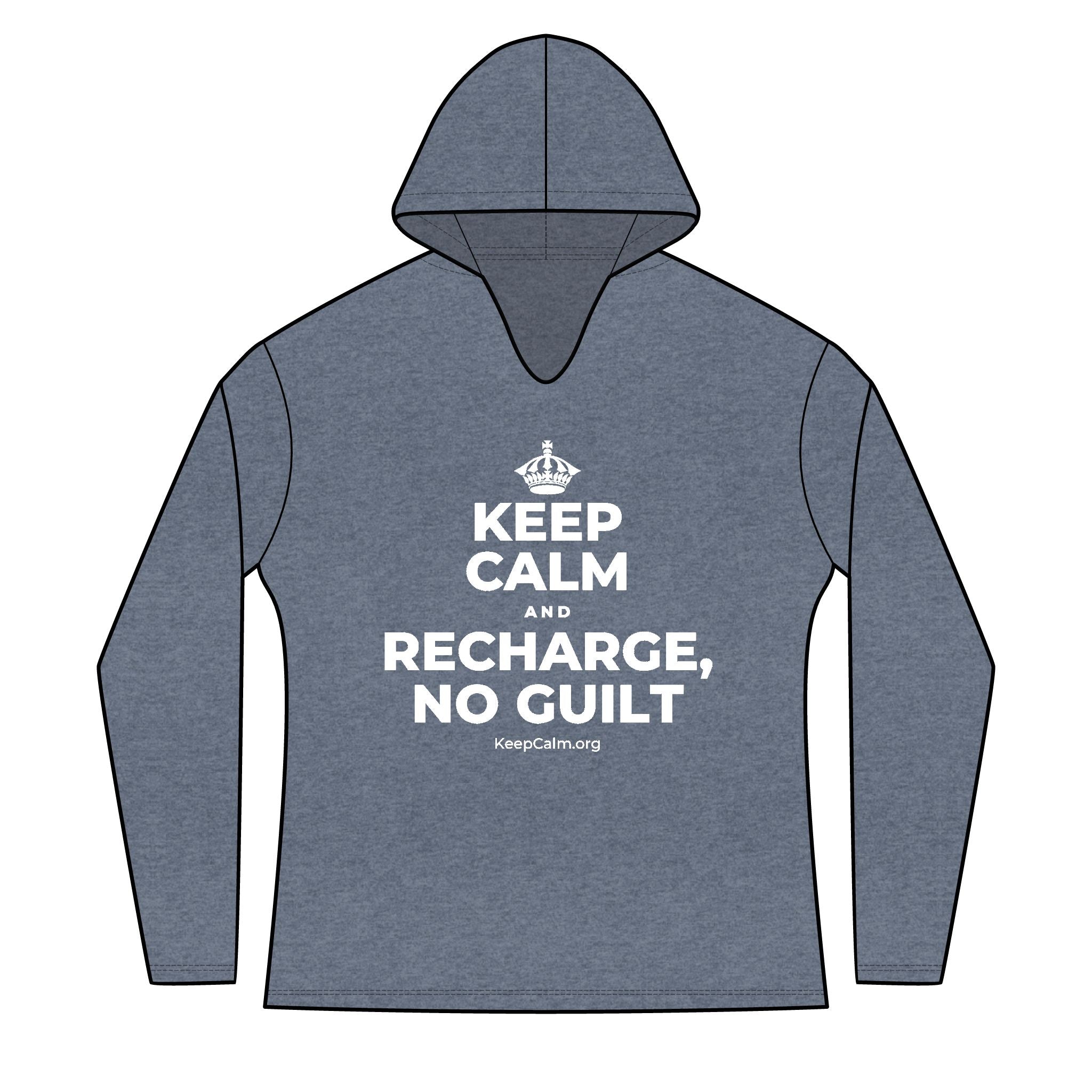 KEEP CALM AND RECHARGE, NO GUILT Women's Long Sleeve Hoodie