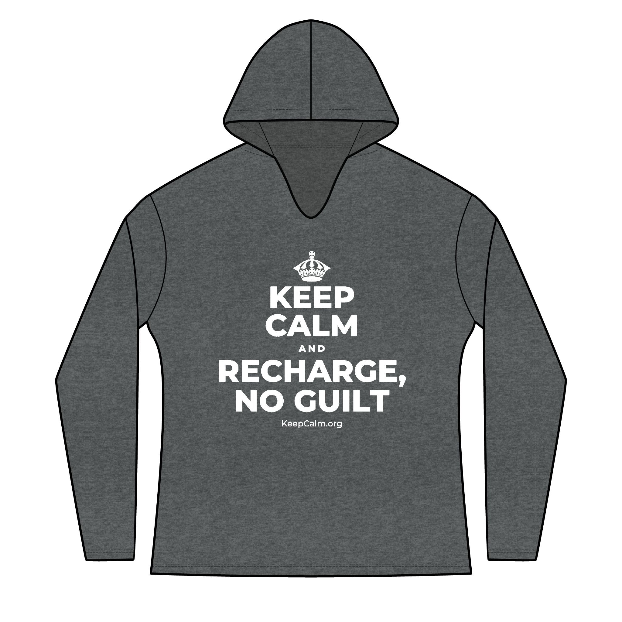 KEEP CALM AND RECHARGE, NO GUILT Women's Long Sleeve Hoodie