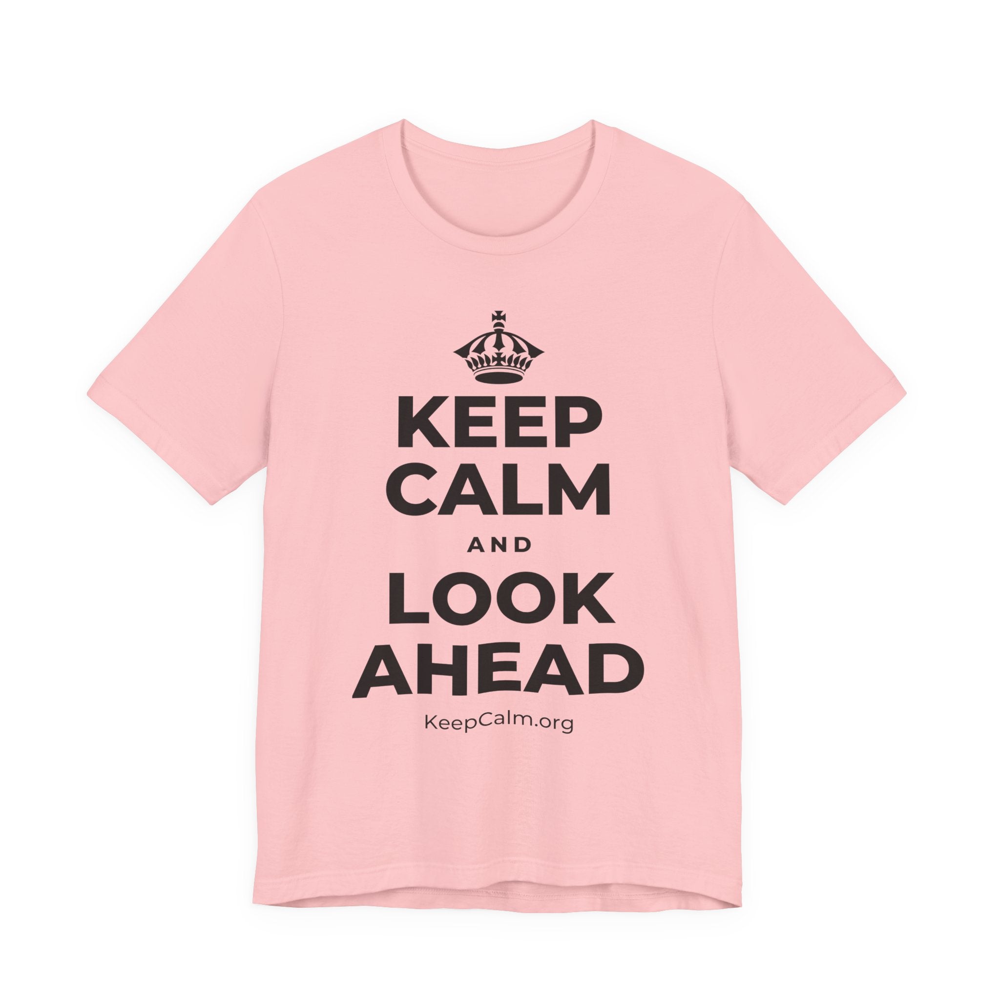 KEEP CALM AND LOOK AHEAD T-Shirt (White–Asphalt)