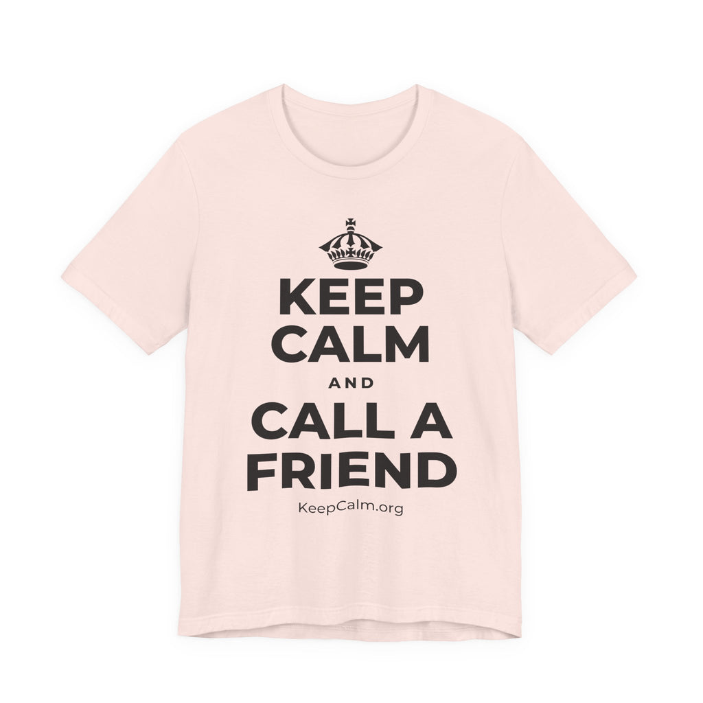 KEEP CALM AND CALL A FRIEND T-Shirt (Soft Cream–Heather Mauve)
