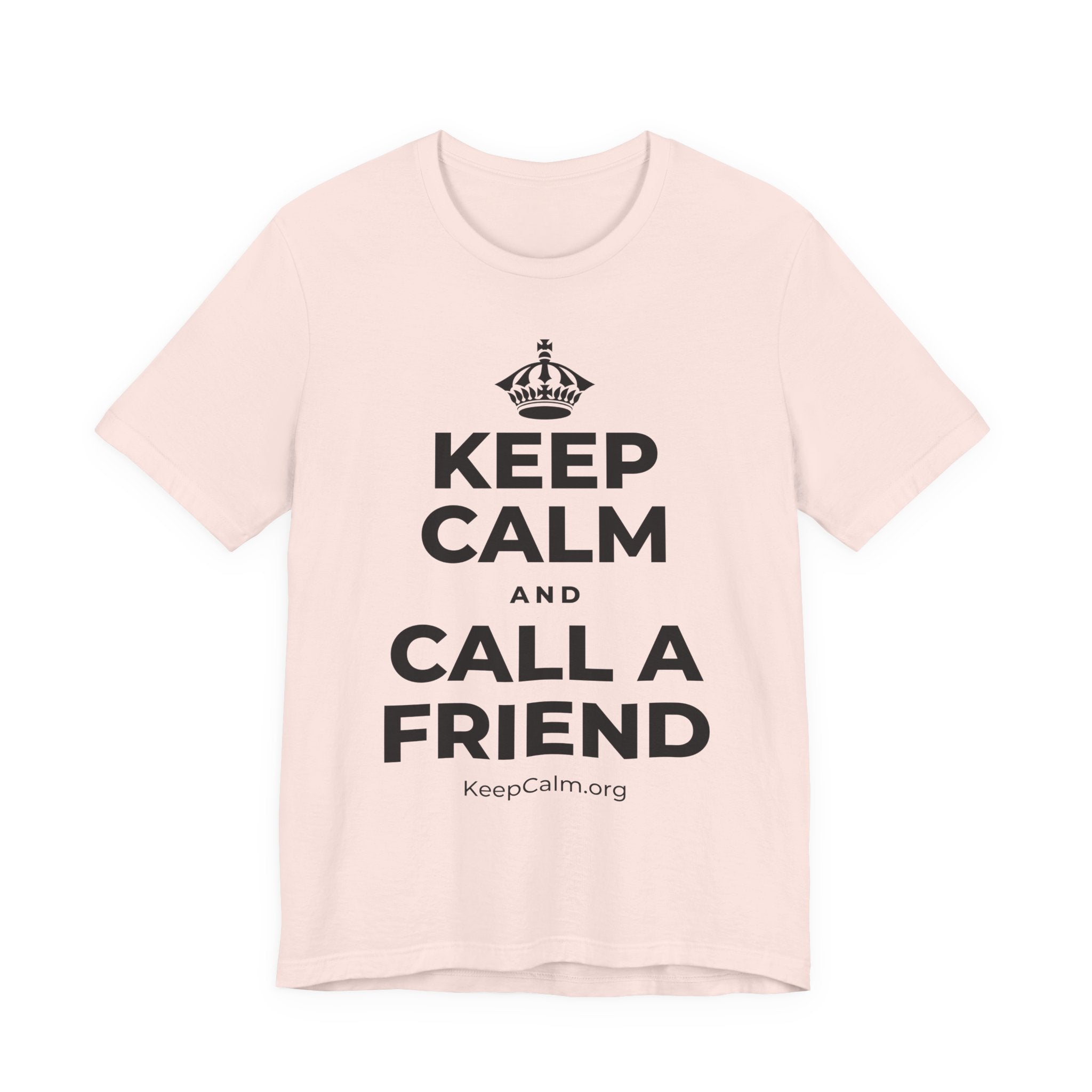 KEEP CALM AND CALL A FRIEND T-Shirt (Soft Cream–Heather Mauve)