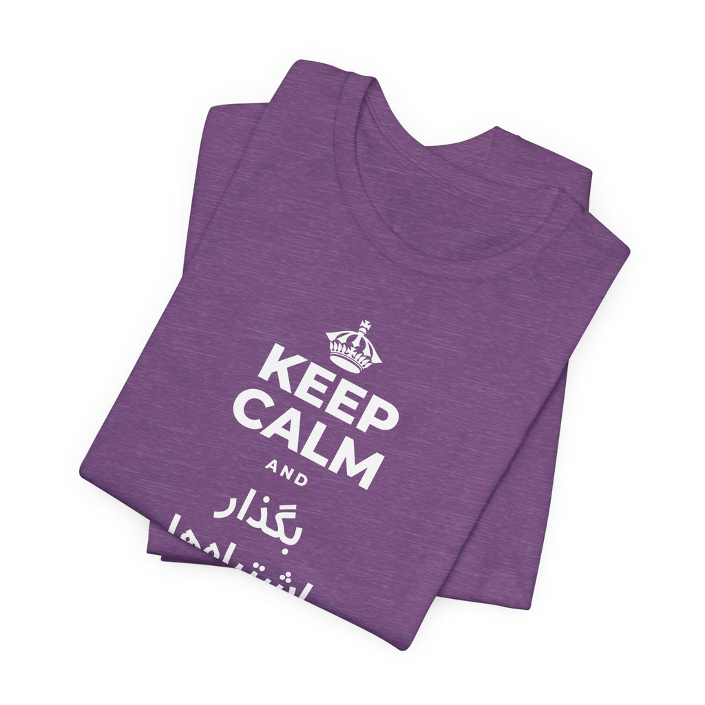 KEEP CALM AND بگذار اشتباه‌ها به تو درس بدهند T-Shirt (Baby Blue–Silver)