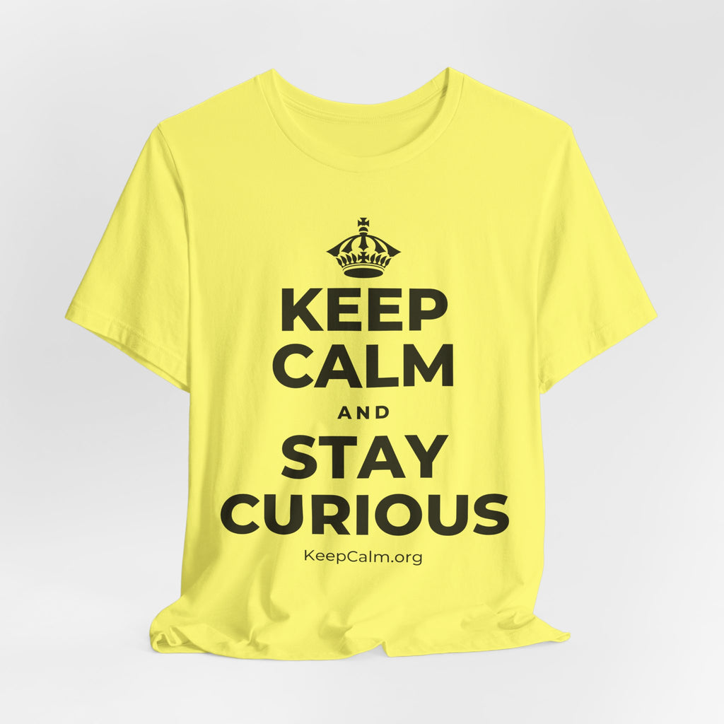 KEEP CALM AND STAY CURIOUS T-Shirt (Soft Cream–Heather Mauve)