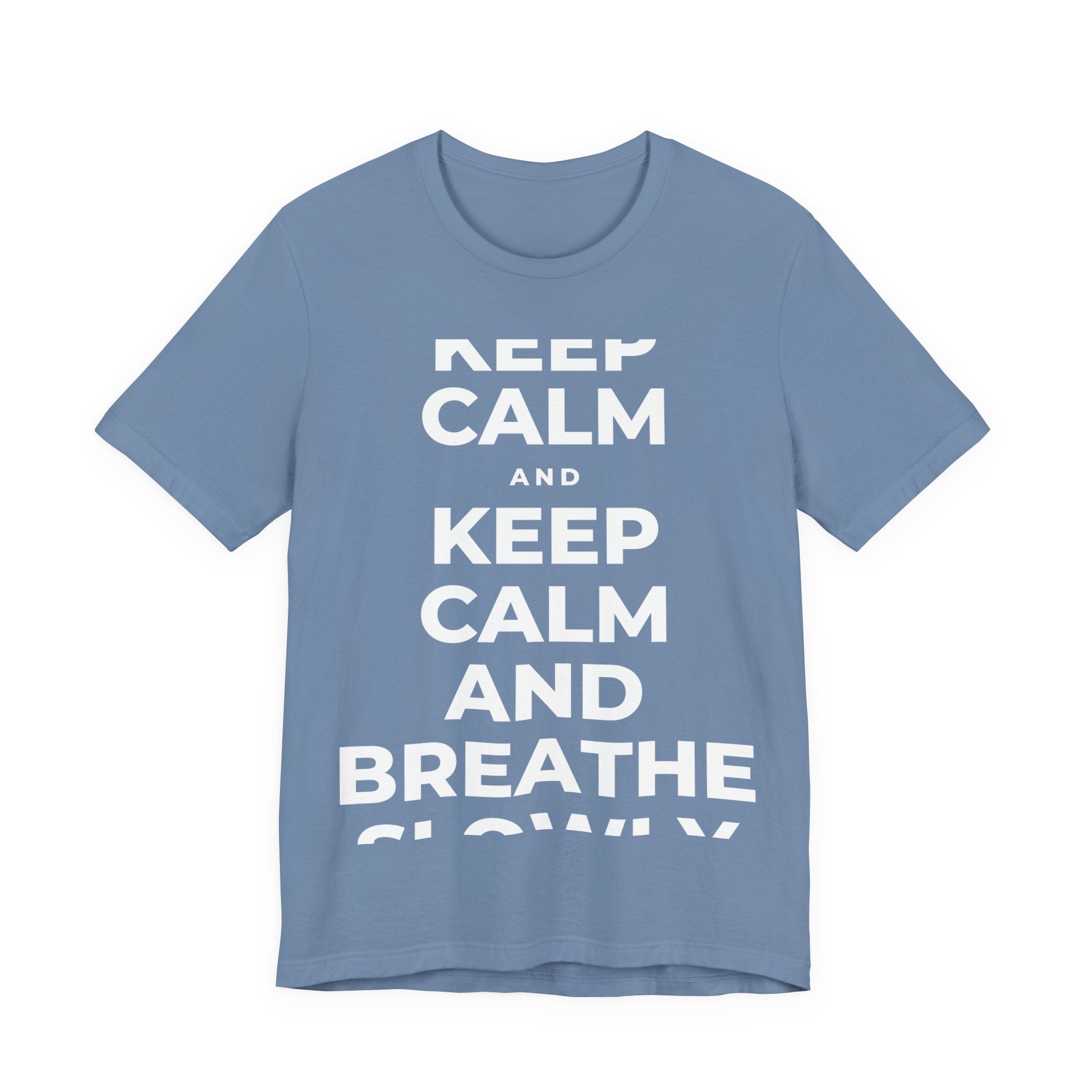 KEEP CALM AND BREATHE SLOWLY T-Shirt (Soft Cream–Heather Mauve)