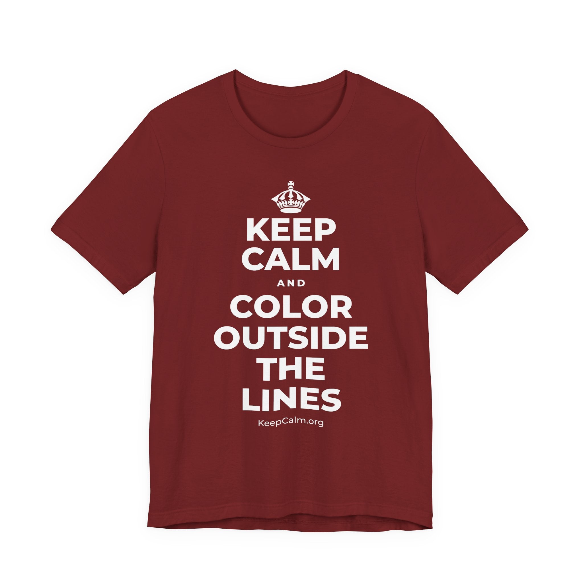 KEEP CALM AND COLOR OUTSIDE THE LINES T-Shirt (Baby Blue–Silver)